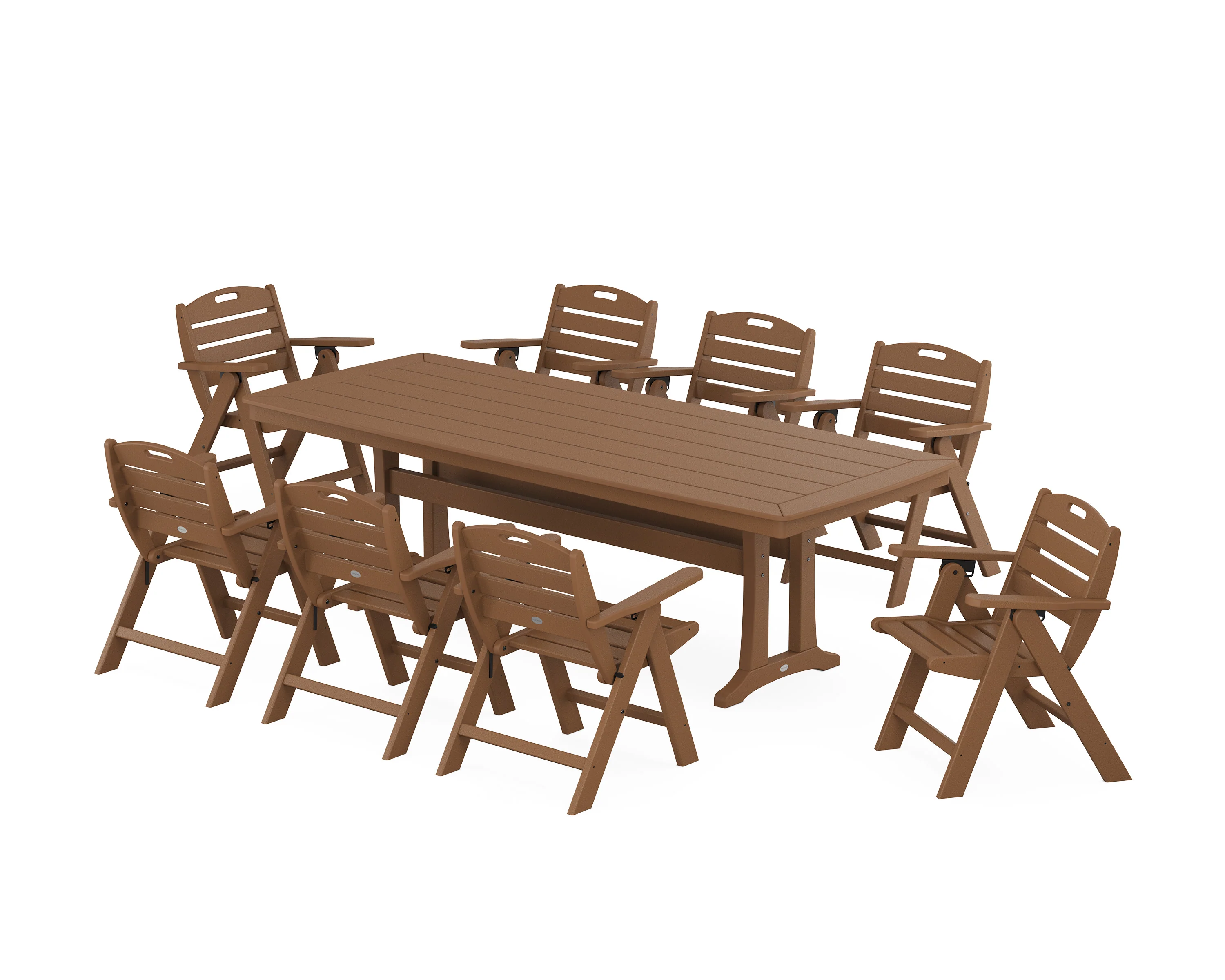 Nautical Lowback 9-Piece Dining Set with Trestle Legs - Image 7