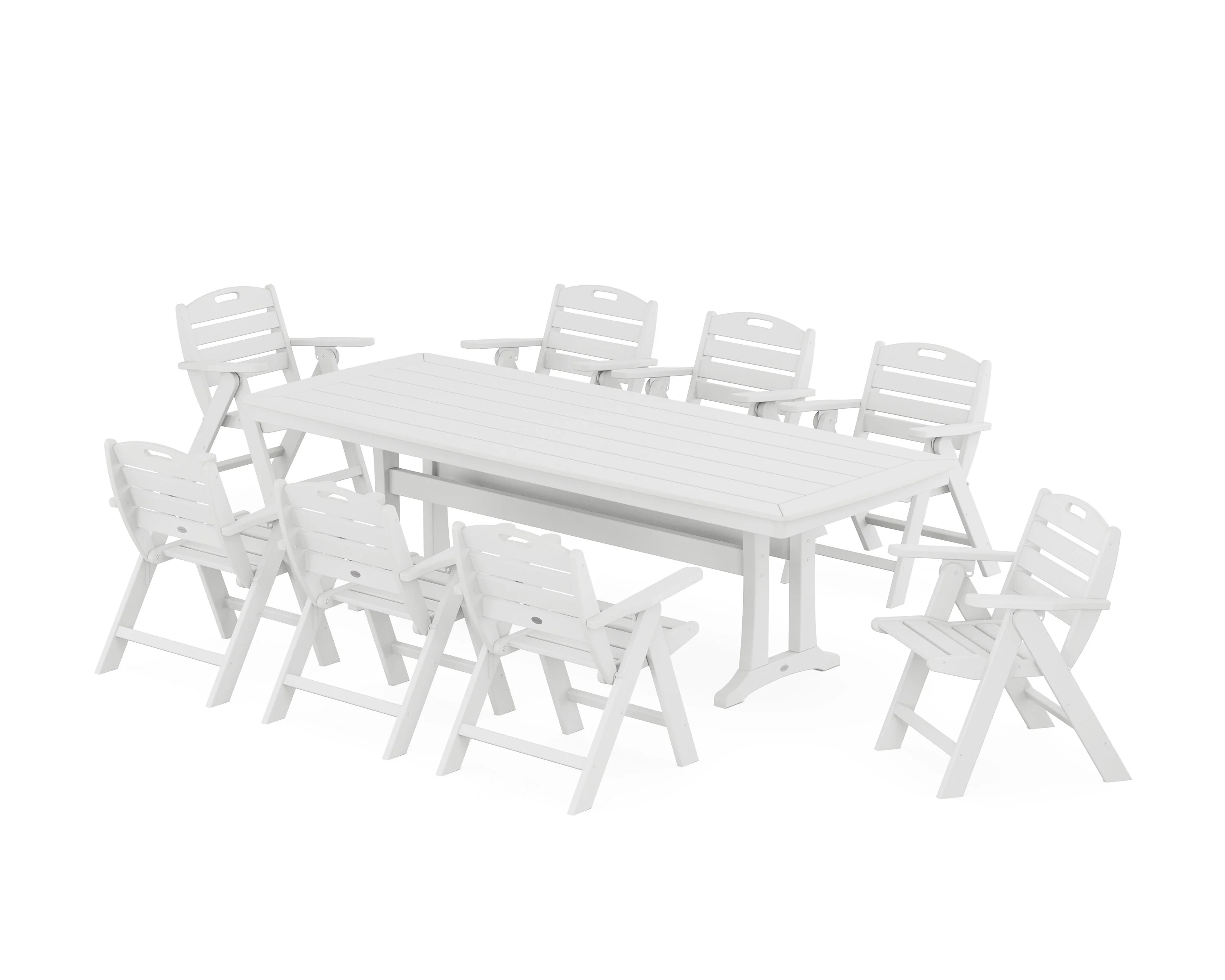 Nautical Lowback 9-Piece Dining Set with Trestle Legs - Image 9