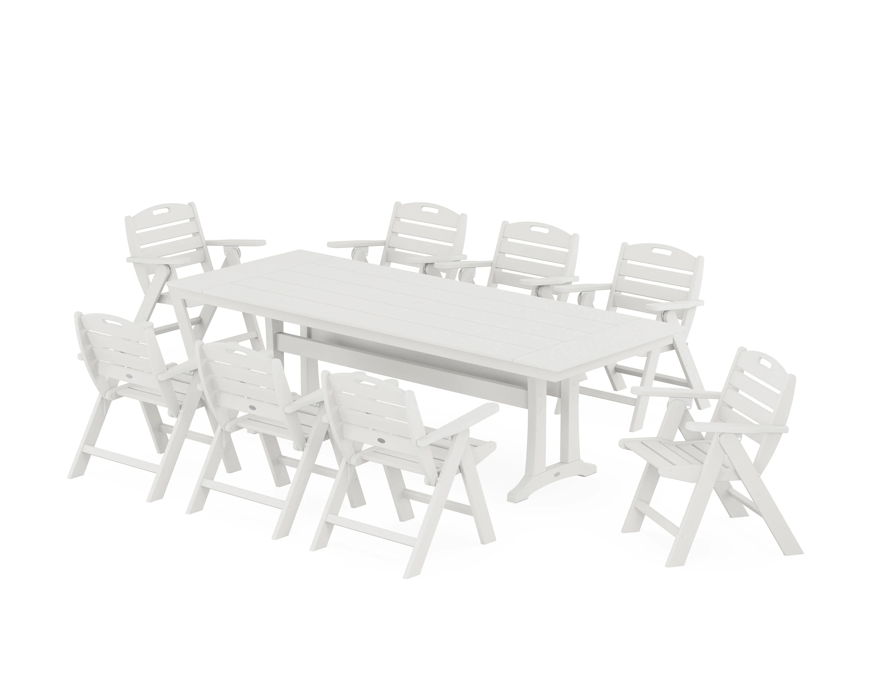 Nautical Lowback 9-Piece Farmhouse Dining Set with Trestle Legs - Image 4