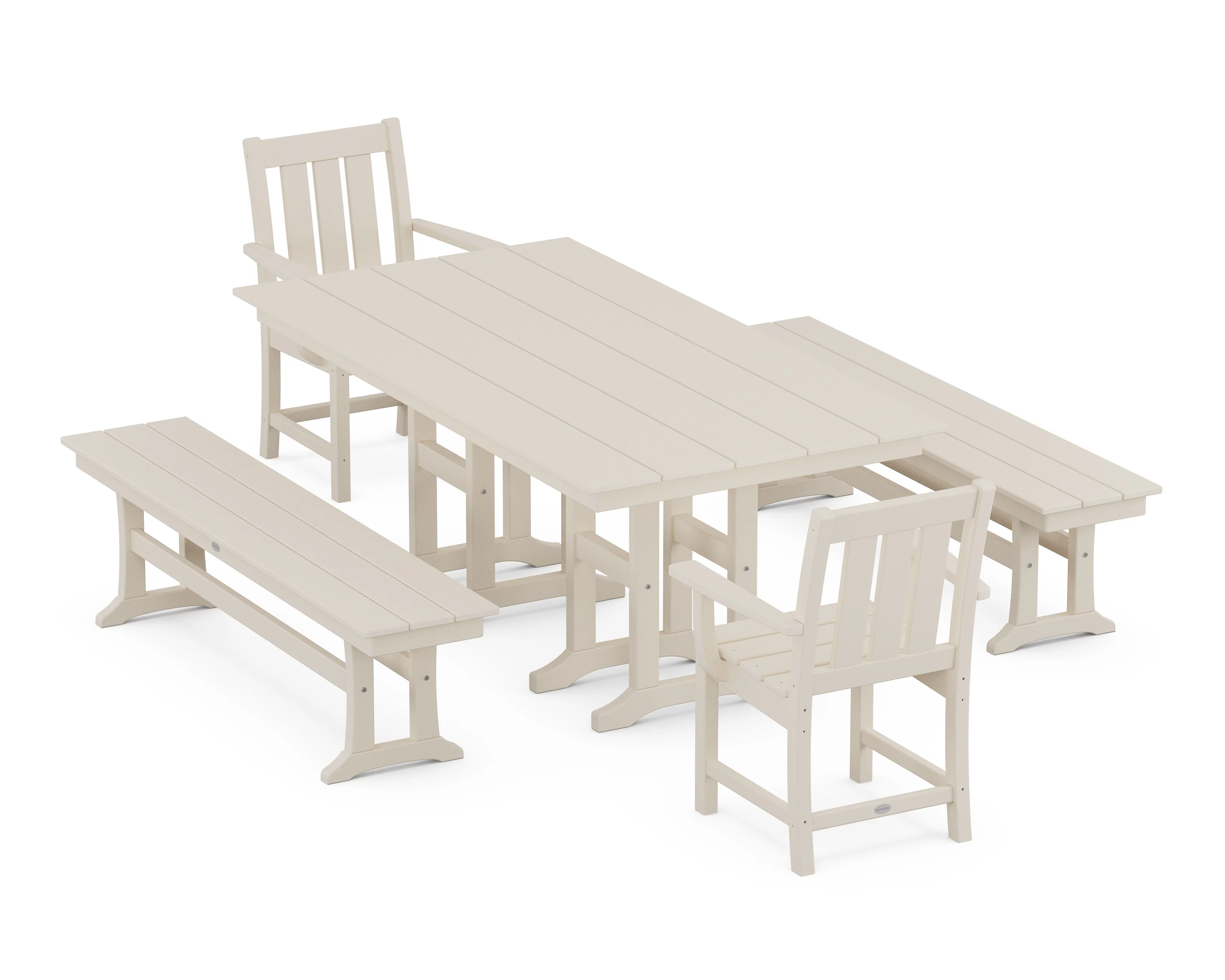 Oxford 5-Piece Farmhouse Dining Set with Benches - Image 4