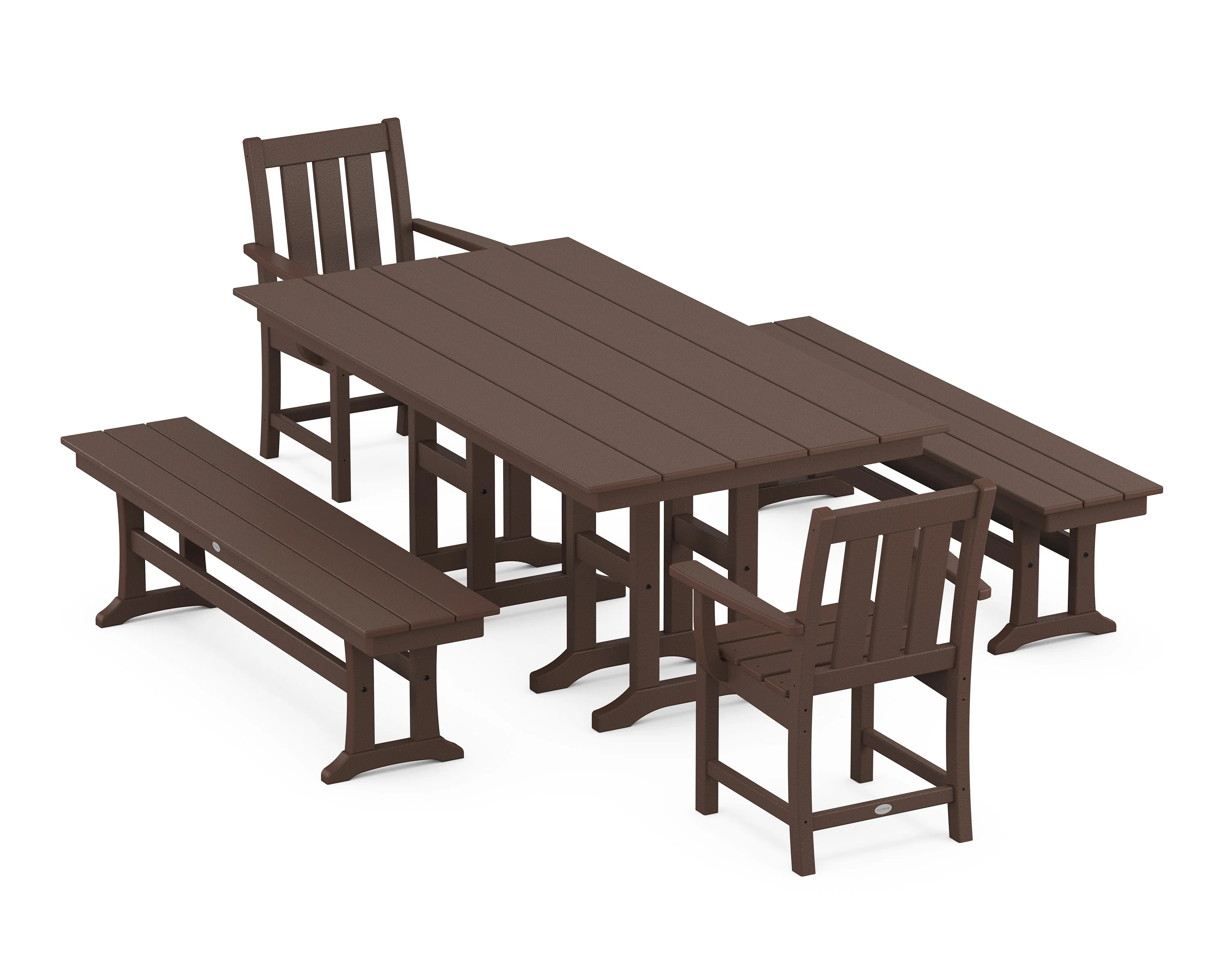 Oxford 5-Piece Farmhouse Dining Set with Benches - Image 5