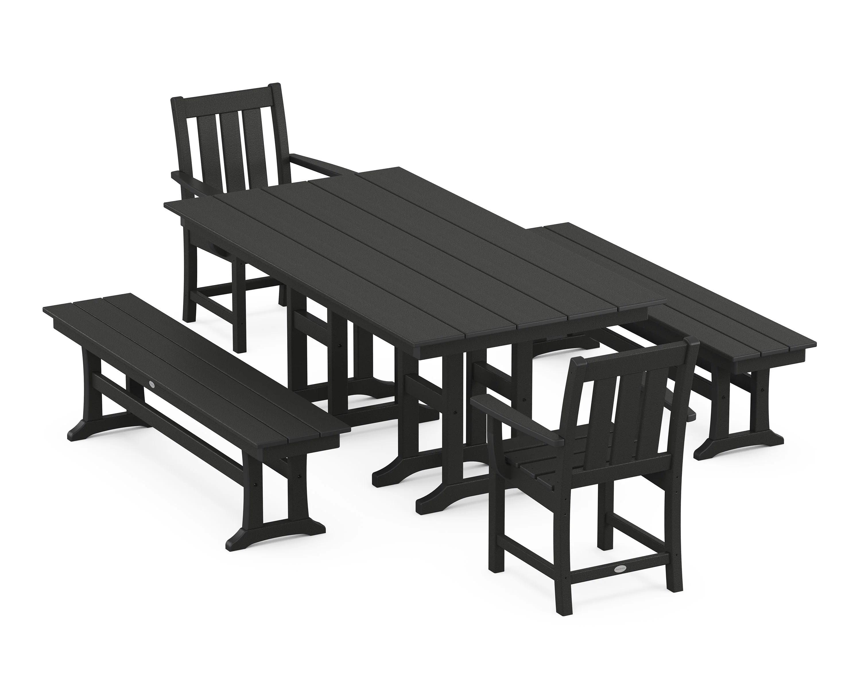 Oxford 5-Piece Farmhouse Dining Set with Benches - Image 7