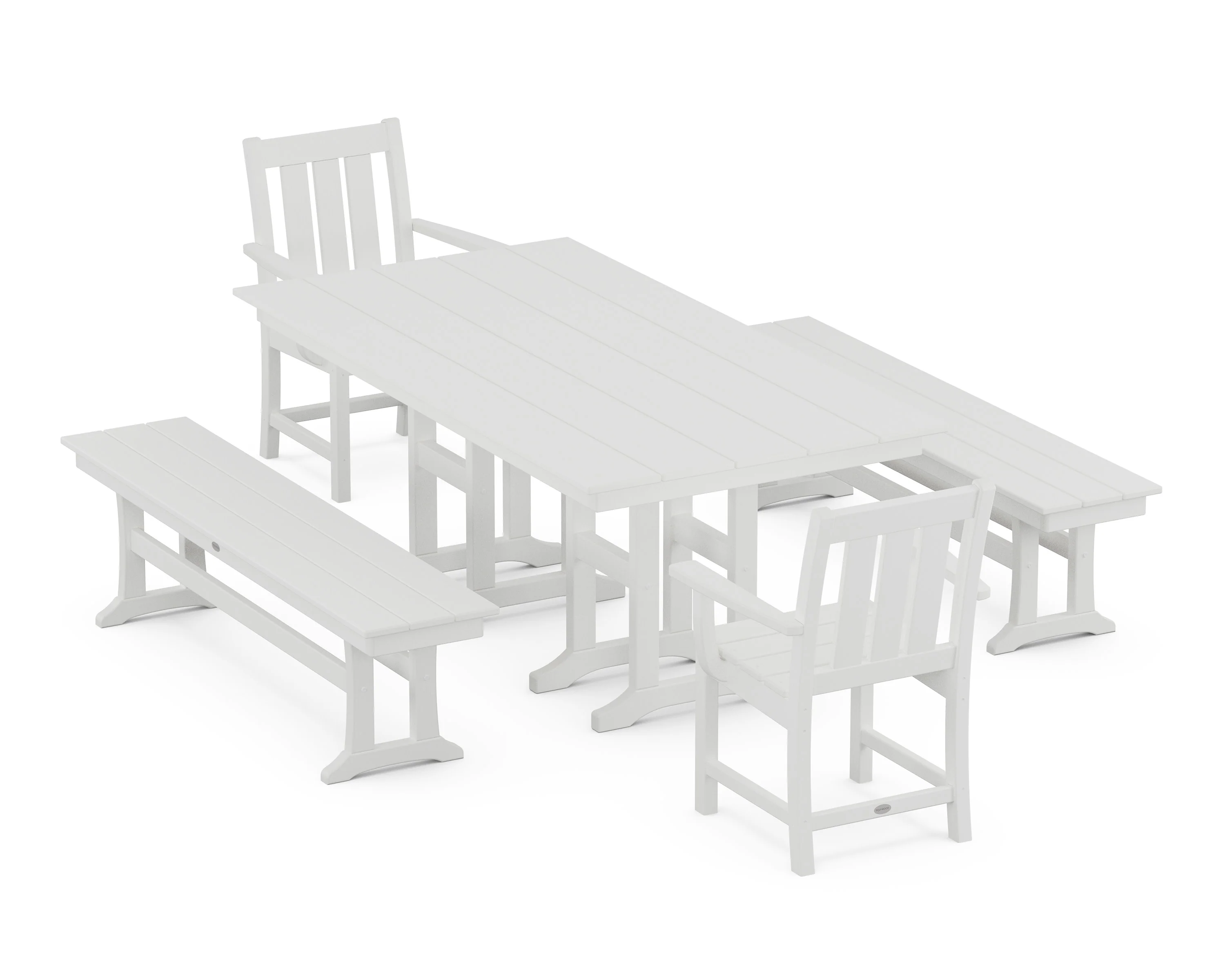 Oxford 5-Piece Farmhouse Dining Set with Benches - Image 9