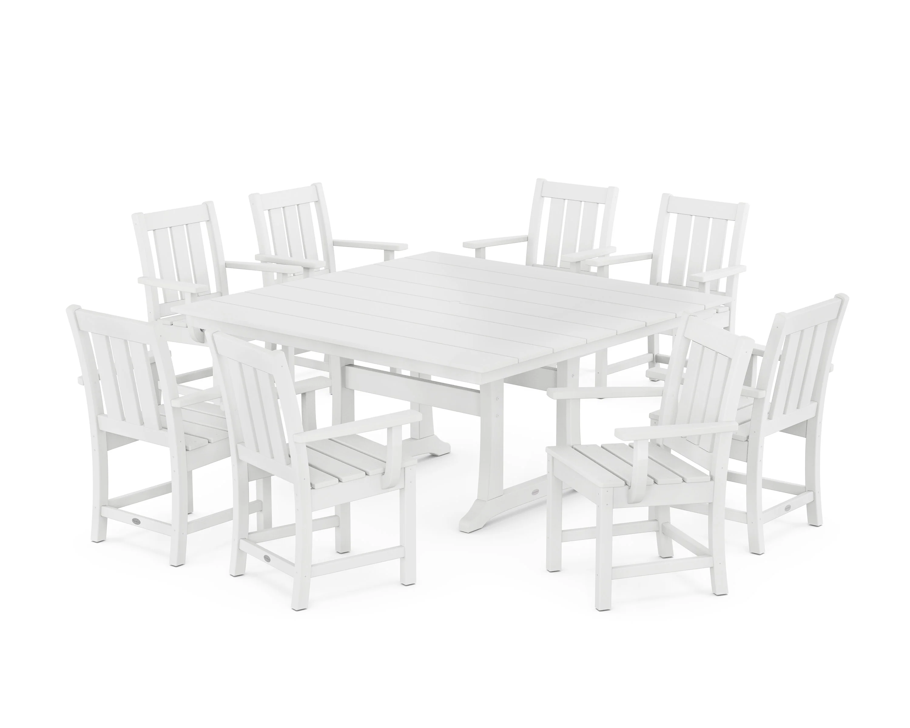 Oxford 9-Piece Square Farmhouse Dining Set with Trestle Legs - Image 4