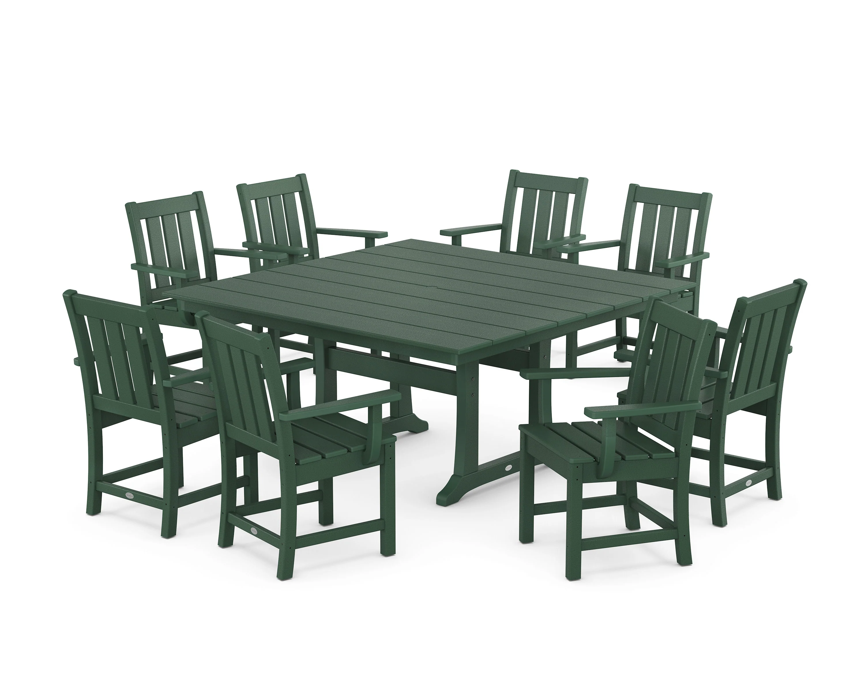 Oxford 9-Piece Square Farmhouse Dining Set with Trestle Legs - Image 5