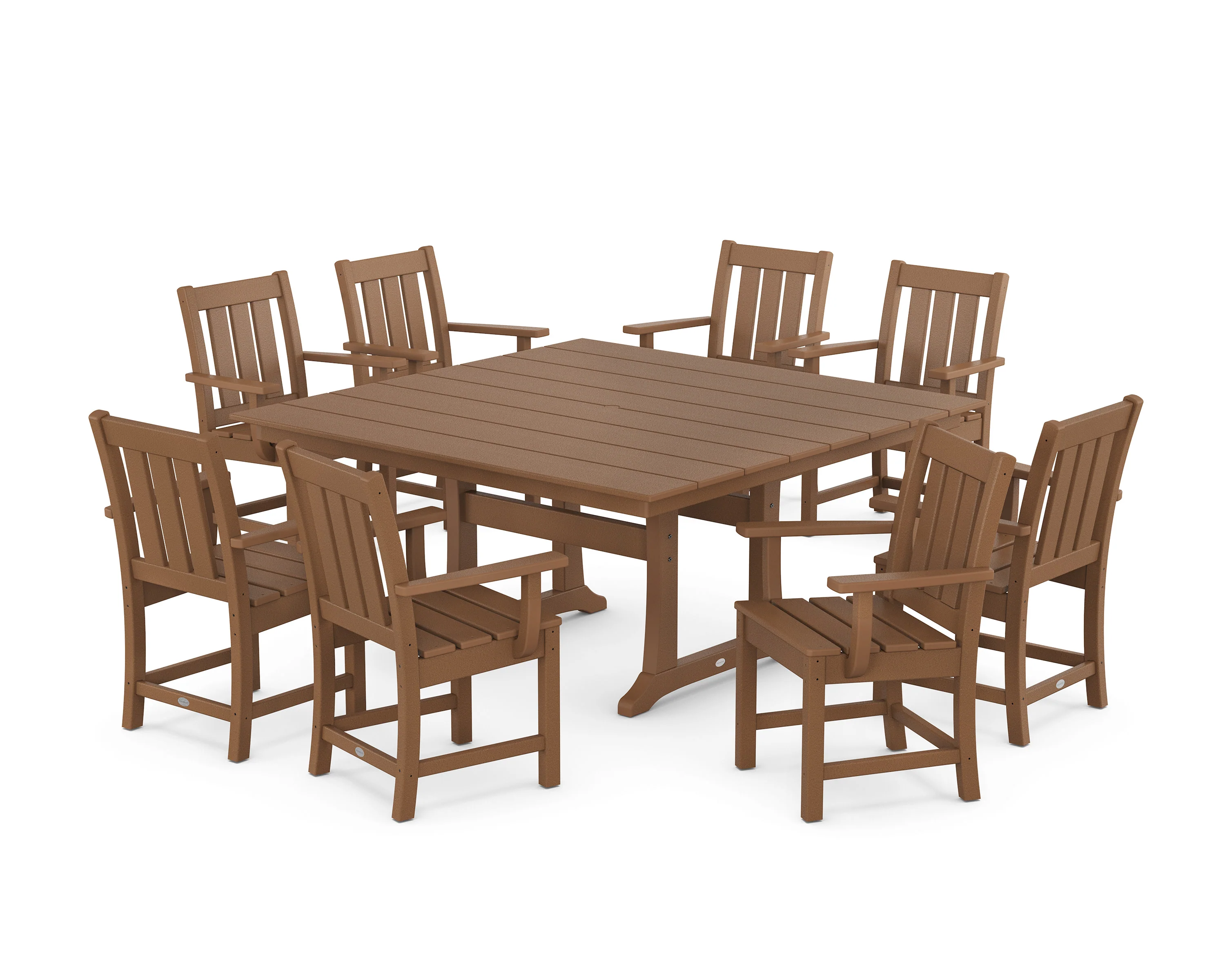 Oxford 9-Piece Square Farmhouse Dining Set with Trestle Legs - Image 8