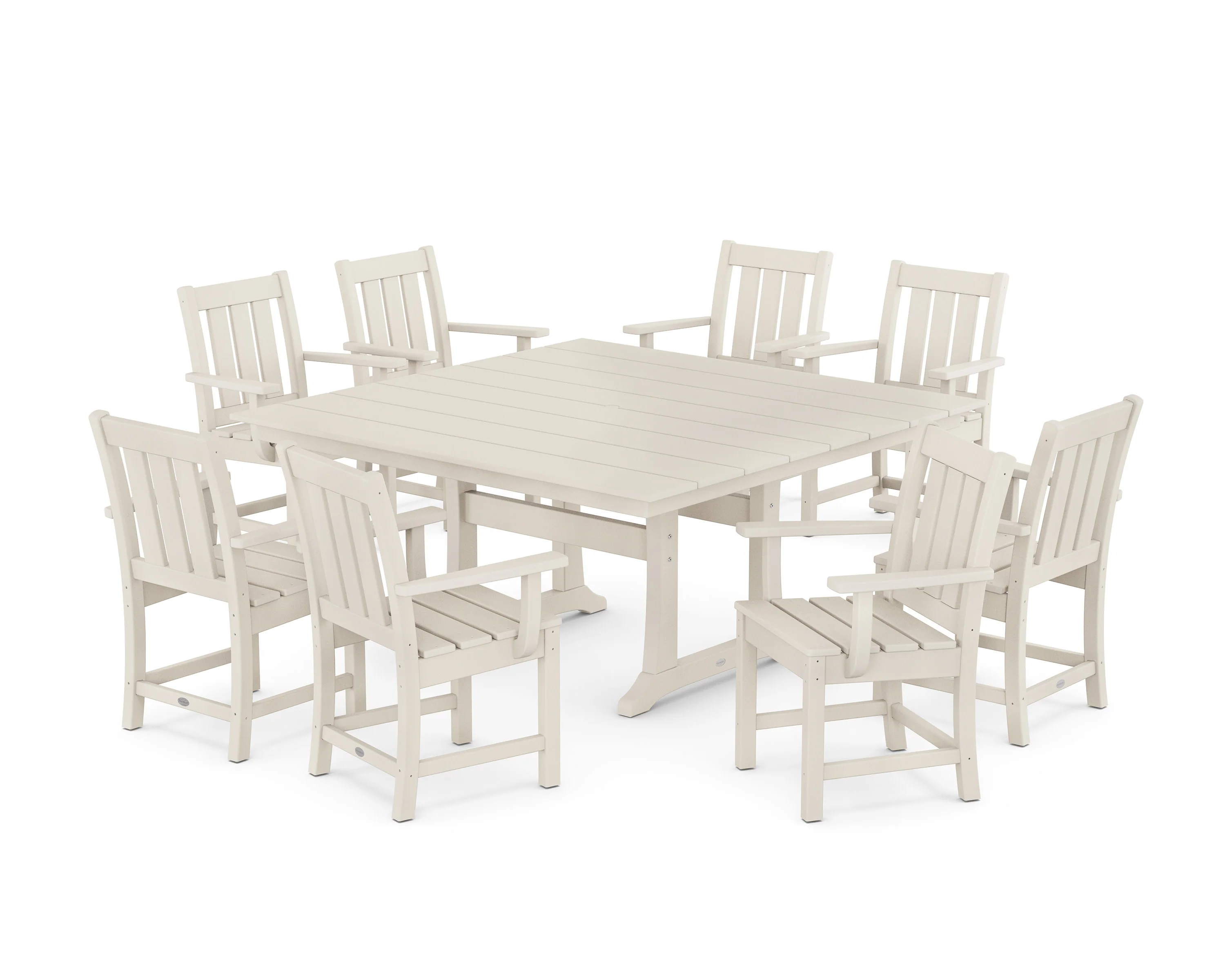 Oxford 9-Piece Square Farmhouse Dining Set with Trestle Legs - Image 9