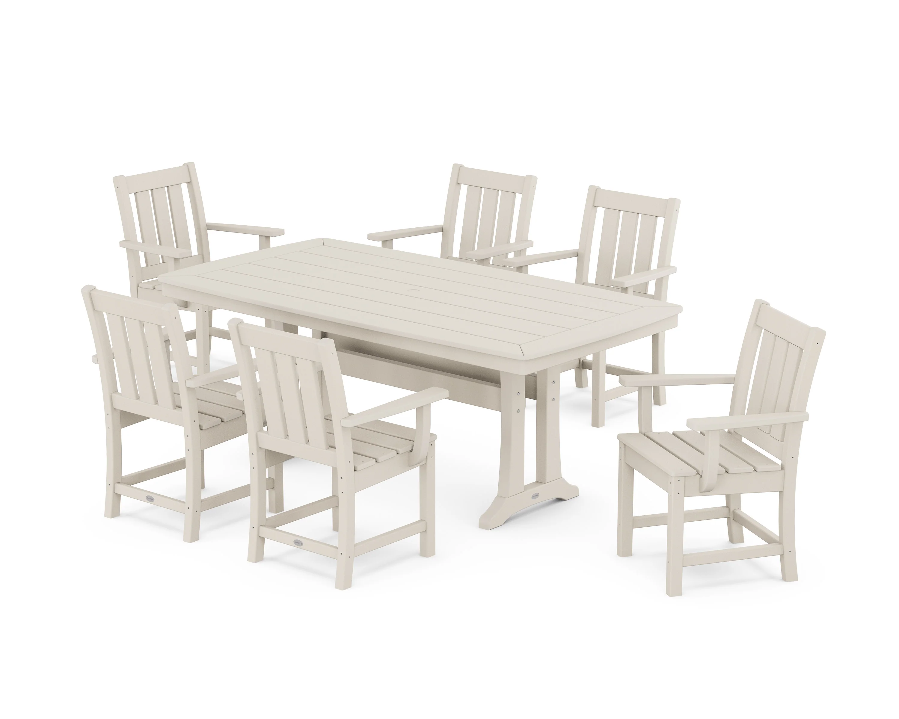 Oxford Arm Chair 7-Piece Dining Set with Trestle Legs - Image 8