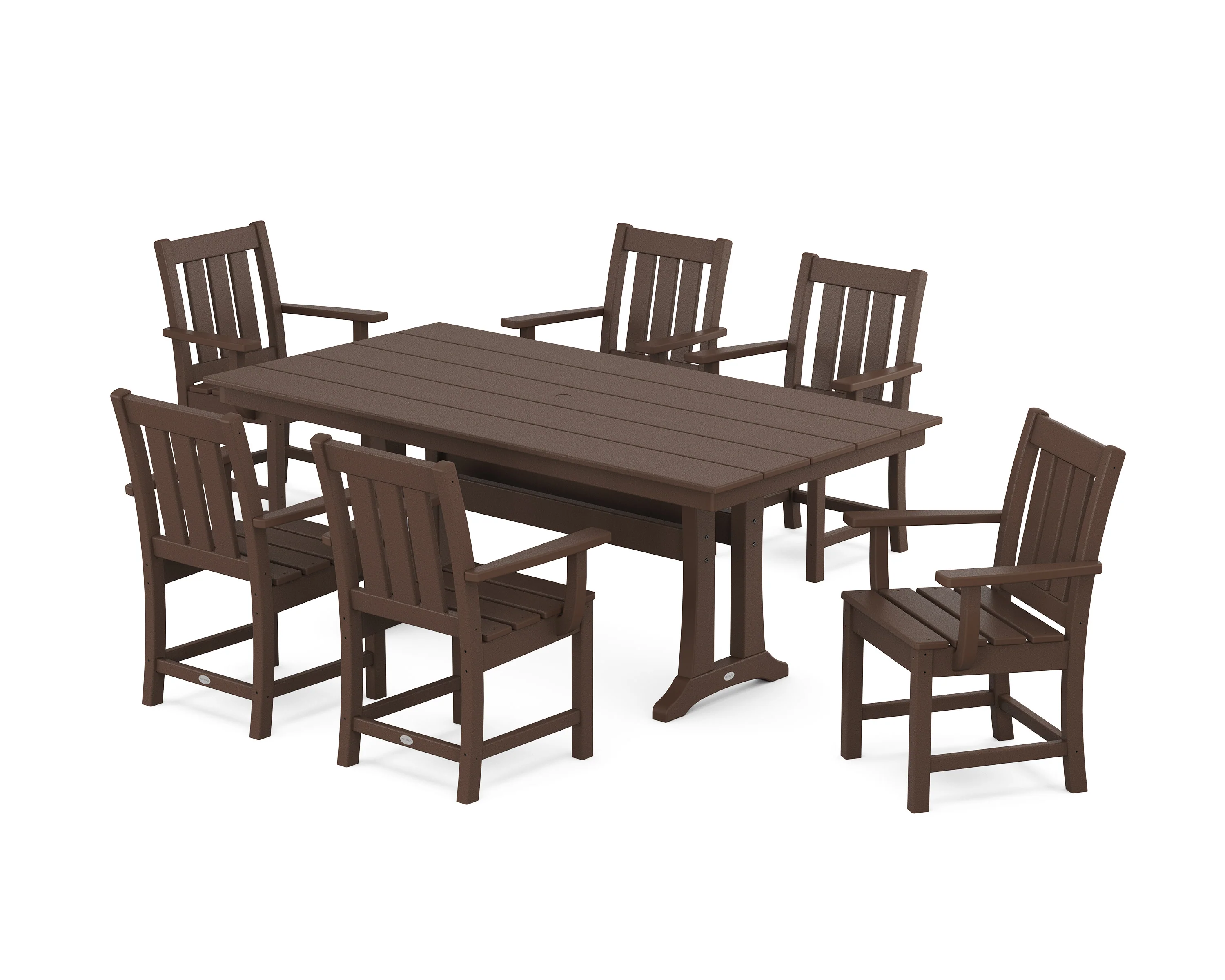 Oxford Arm Chair 7-Piece Farmhouse Dining Set with Trestle Legs - Image 7