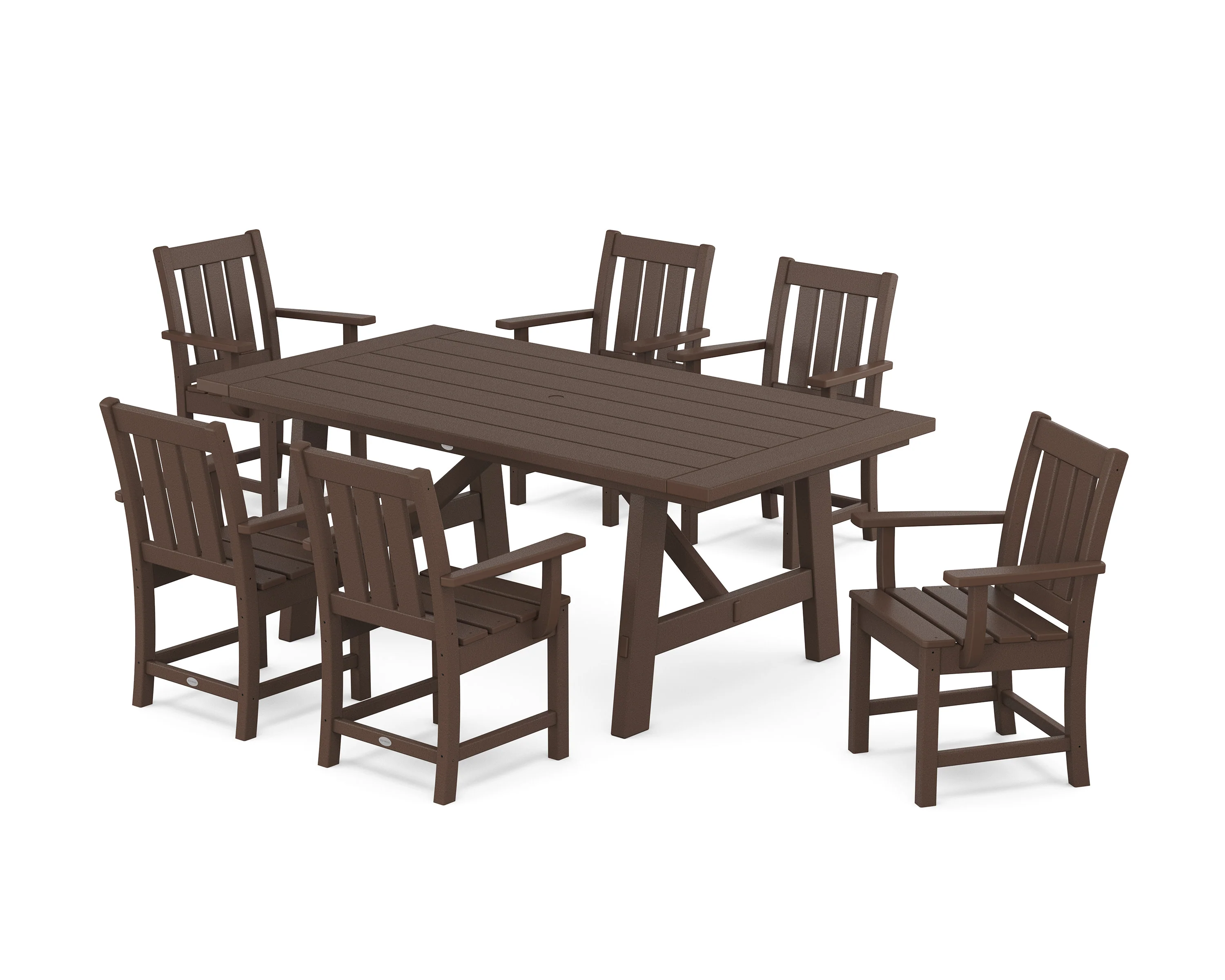 Oxford Arm Chair 7-Piece Rustic Farmhouse Dining Set - Image 4