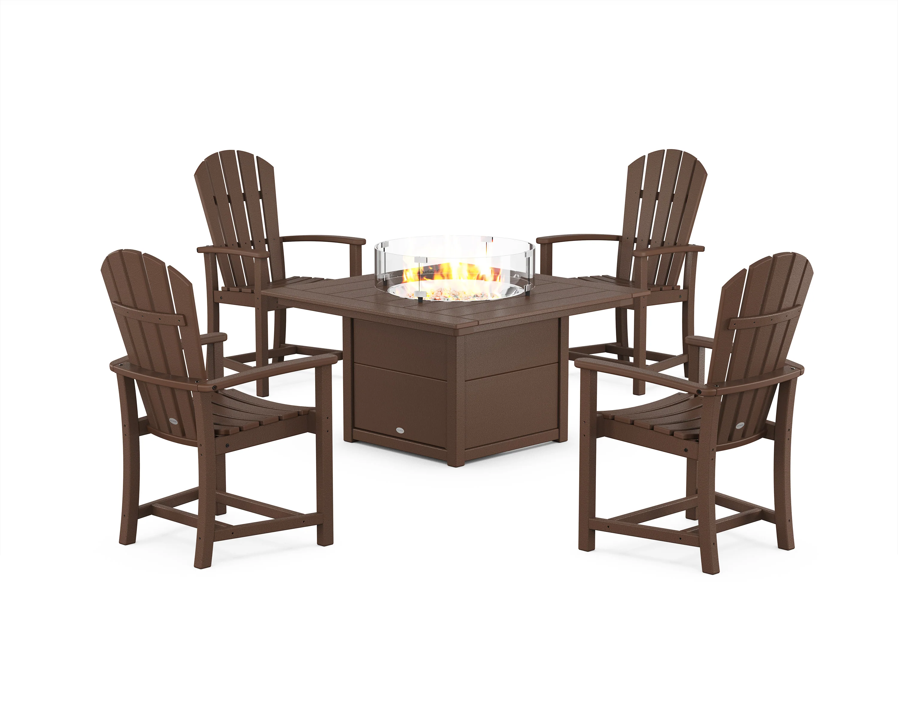Palm Coast 4-Piece Upright Adirondack Conversation Set with Fire Pit Table - Image 2