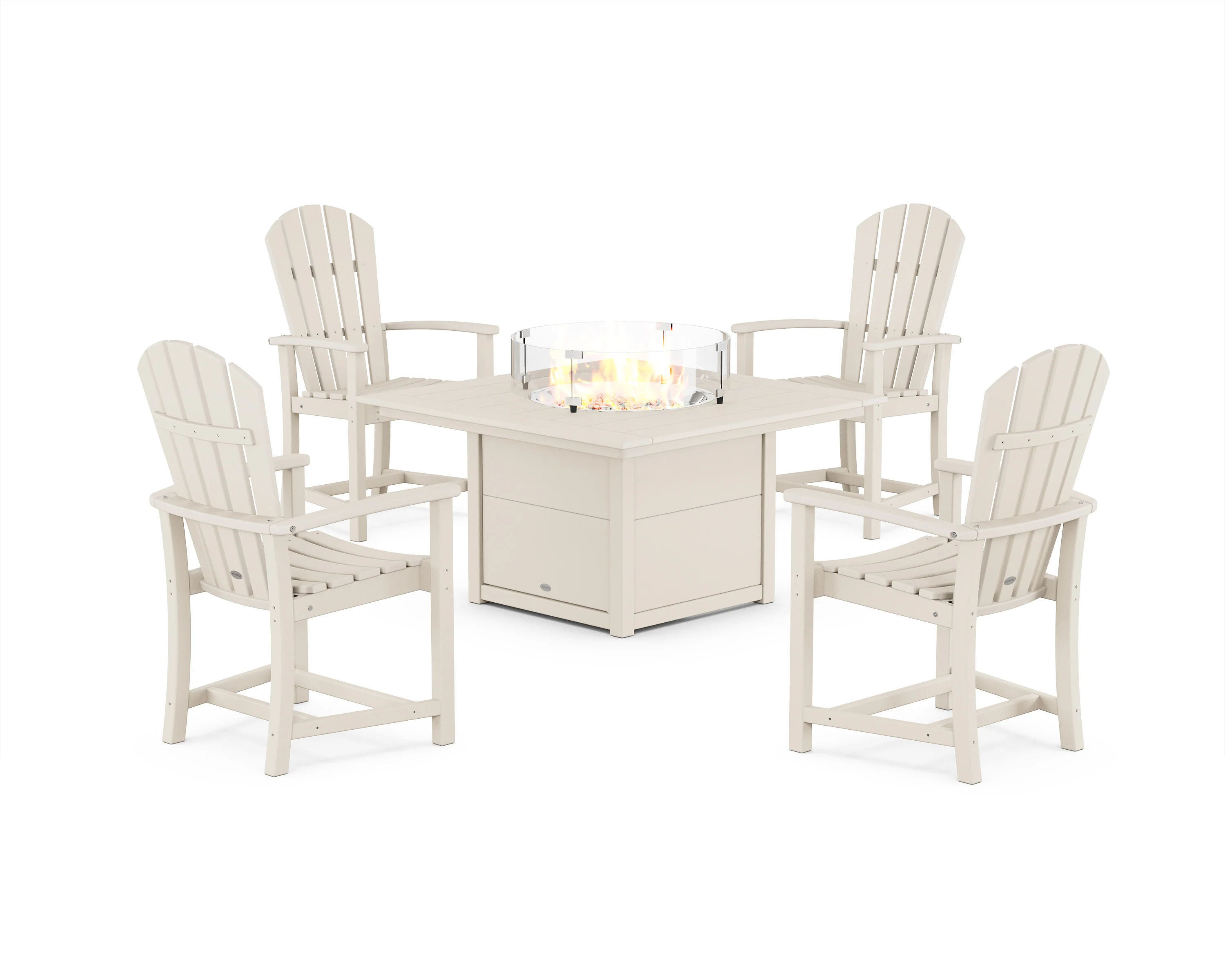 Palm Coast 4-Piece Upright Adirondack Conversation Set with Fire Pit Table - Image 3