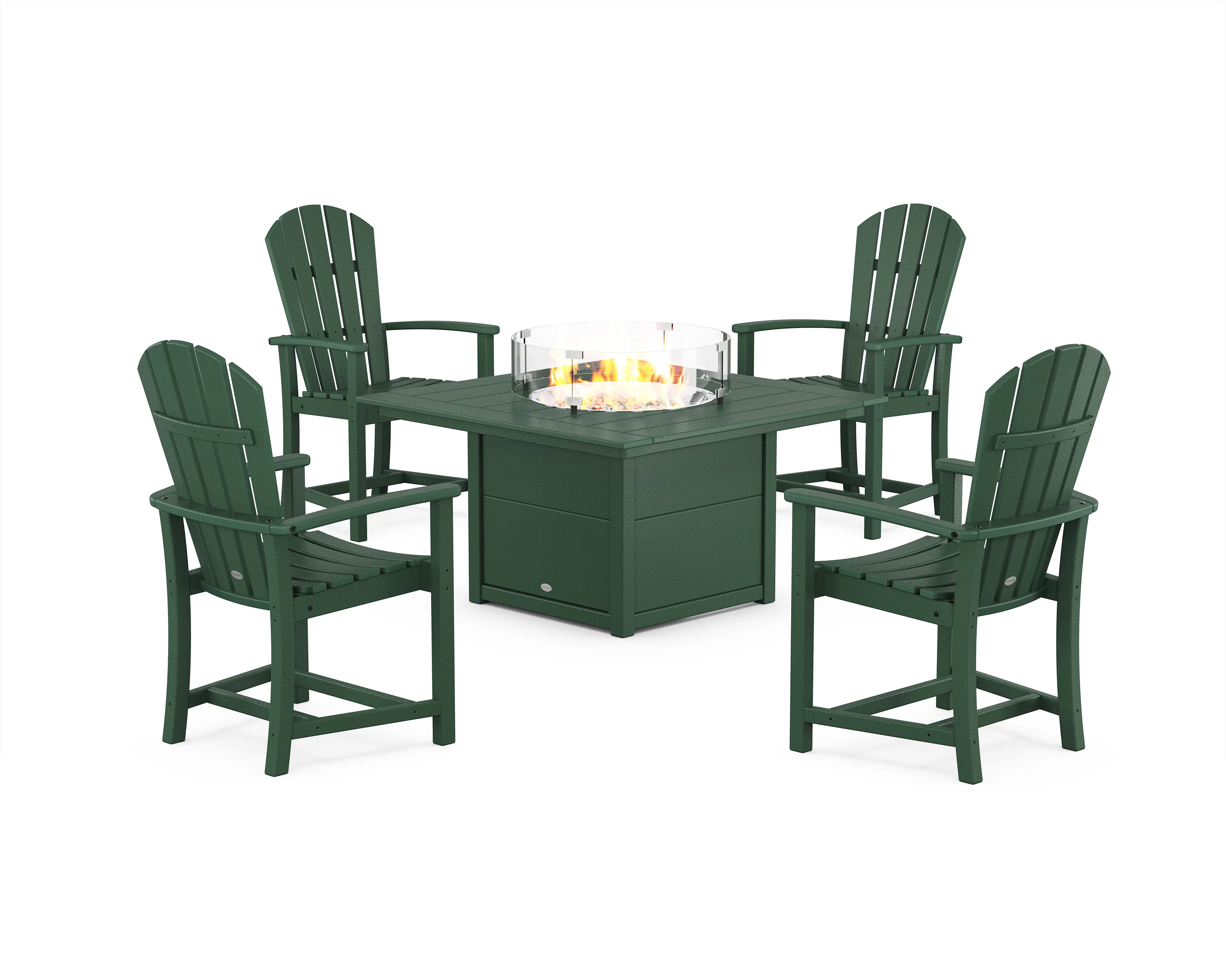 Palm Coast 4-Piece Upright Adirondack Conversation Set with Fire Pit Table - Image 4