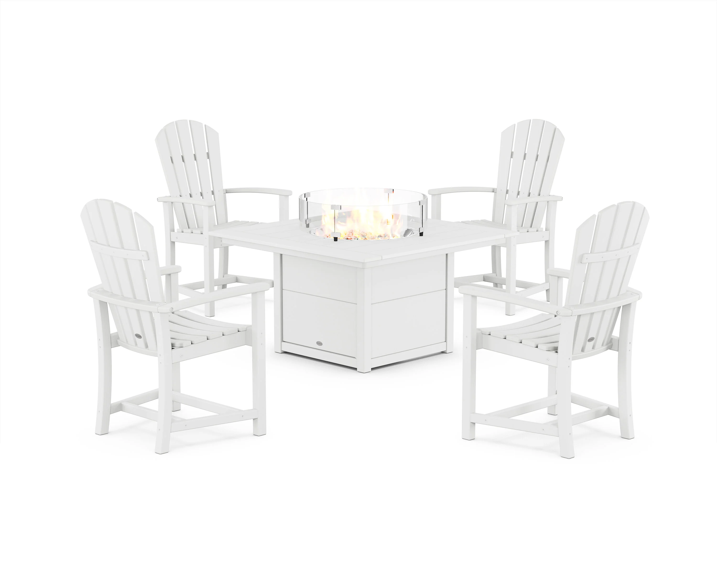 Palm Coast 4-Piece Upright Adirondack Conversation Set with Fire Pit Table - Image 5