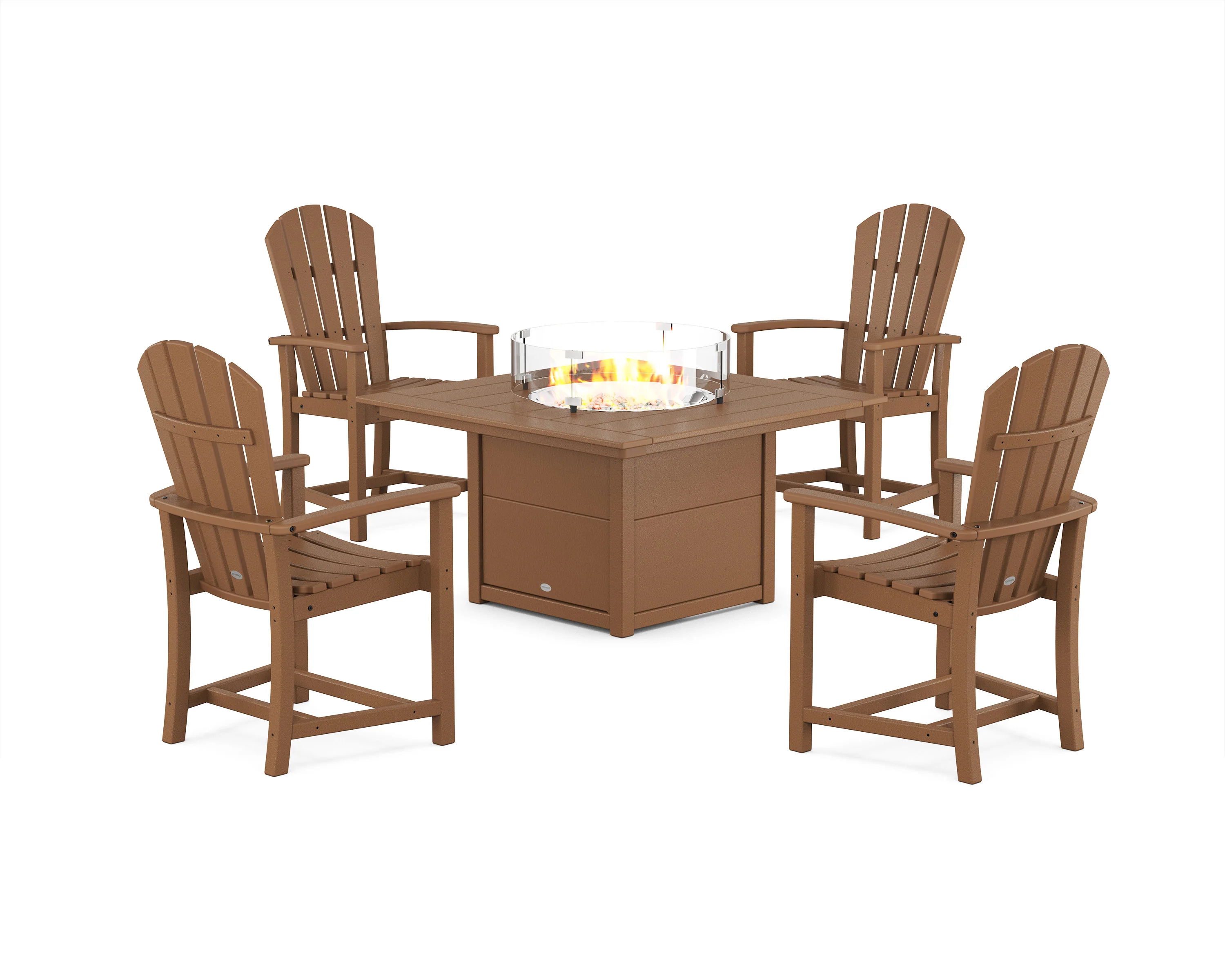Palm Coast 4-Piece Upright Adirondack Conversation Set with Fire Pit Table - Image 6
