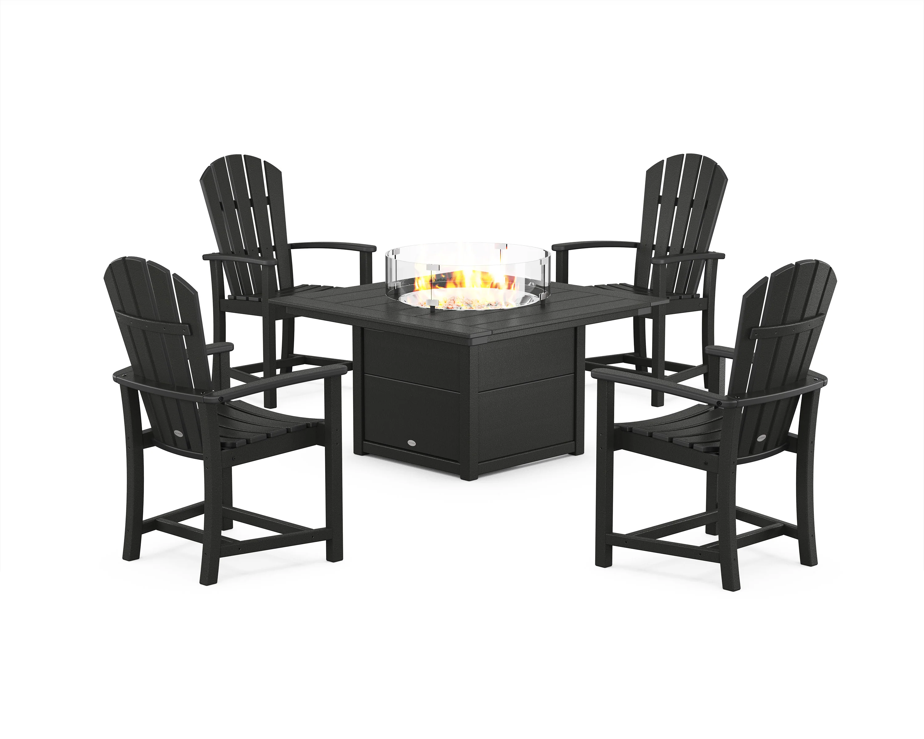 Palm Coast 4-Piece Upright Adirondack Conversation Set with Fire Pit Table - Image 7