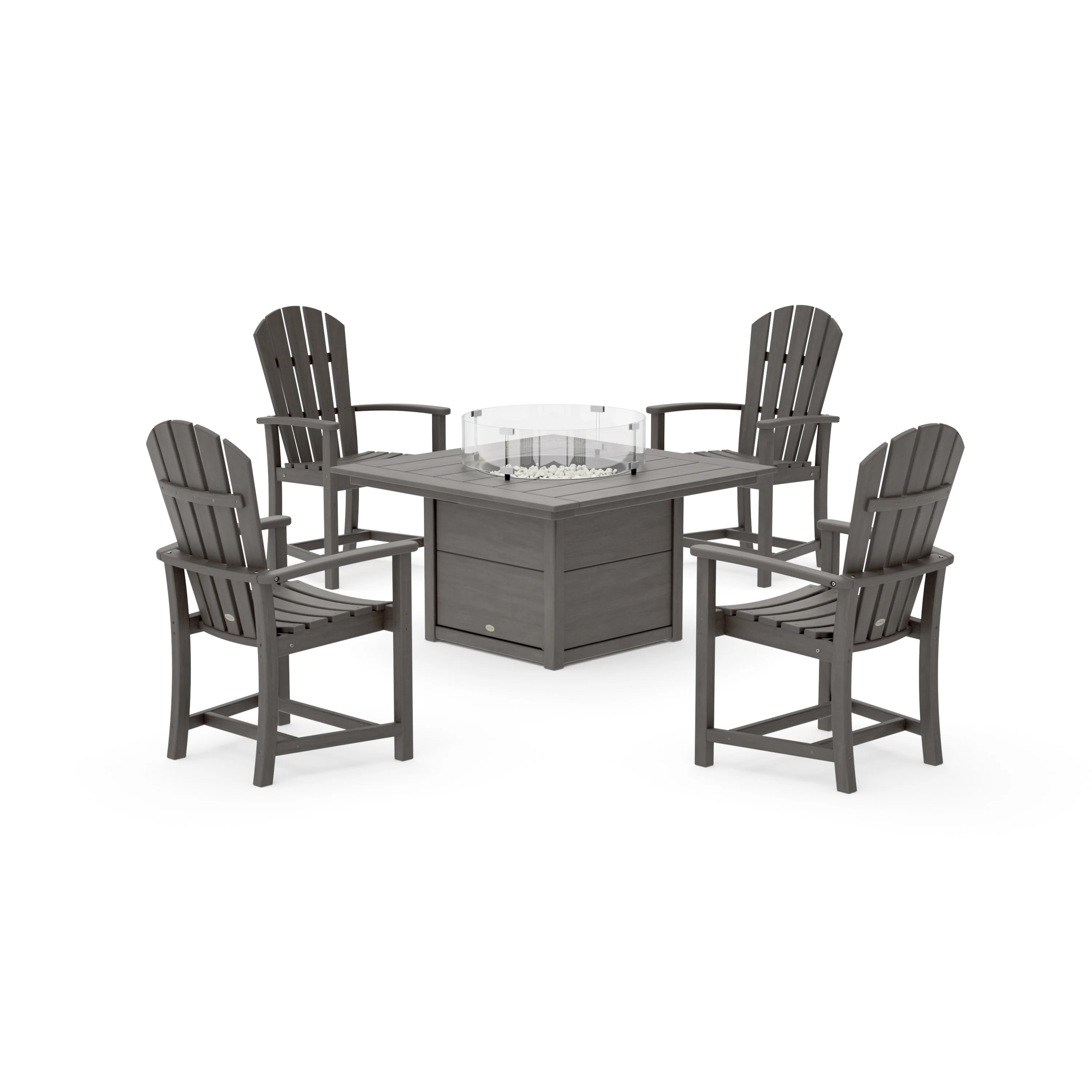 Palm Coast 4-Piece Upright Adirondack Conversation Set with Fire Pit Table - Image 8