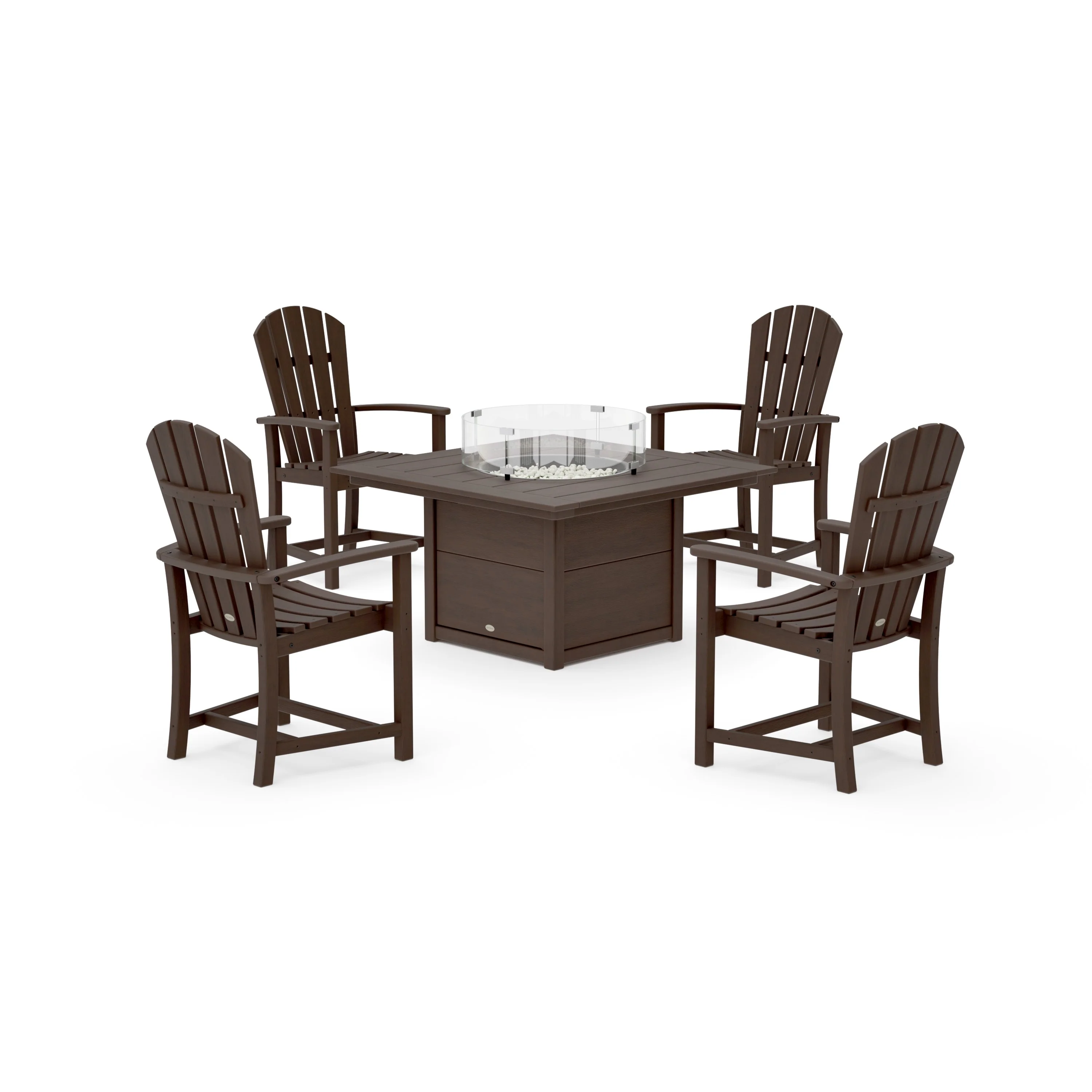 Palm Coast 4-Piece Upright Adirondack Conversation Set with Fire Pit Table - Image 9