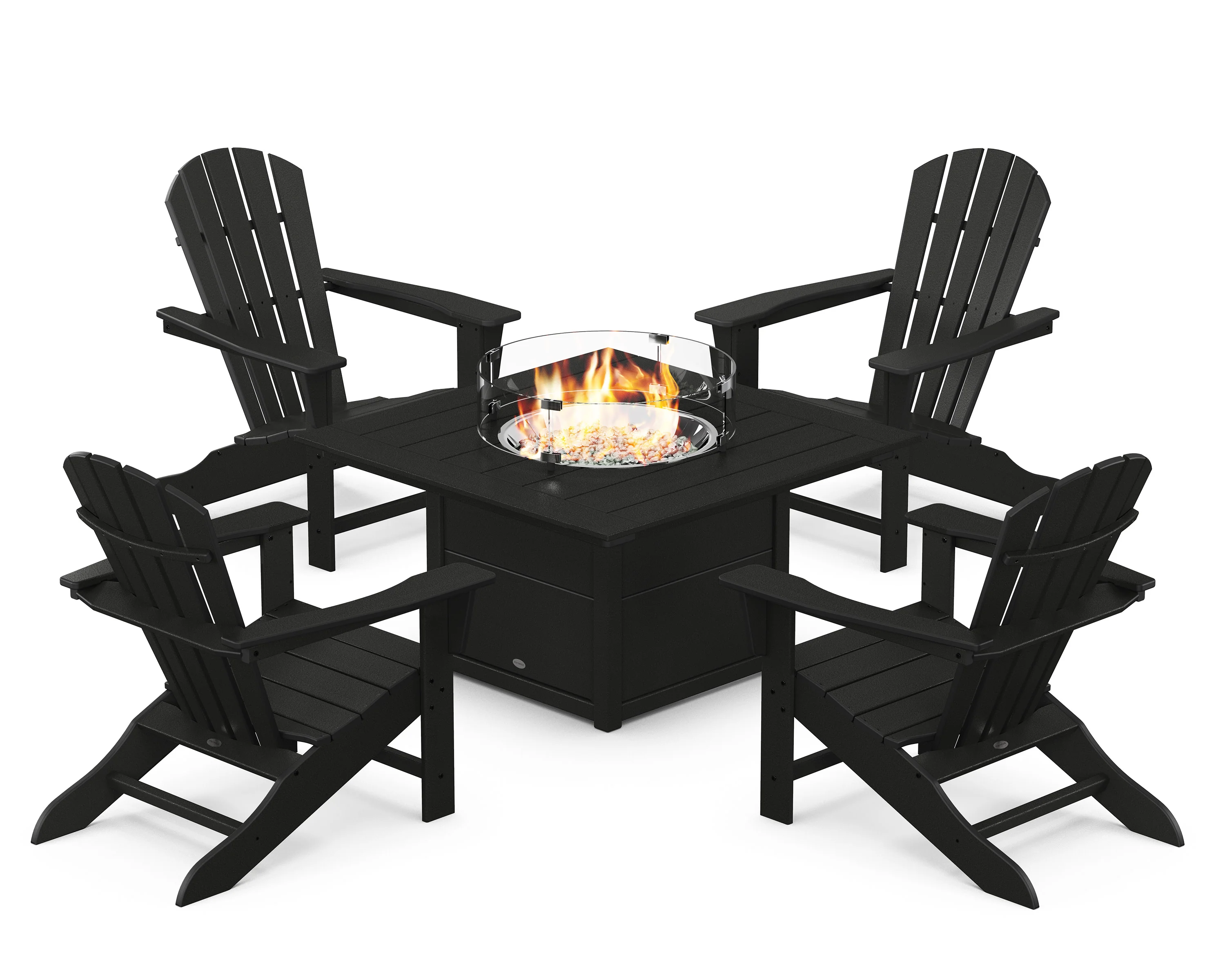 Palm Coast 5-Piece Adirondack Chair Conversation Set with Fire Pit Table - Image 4
