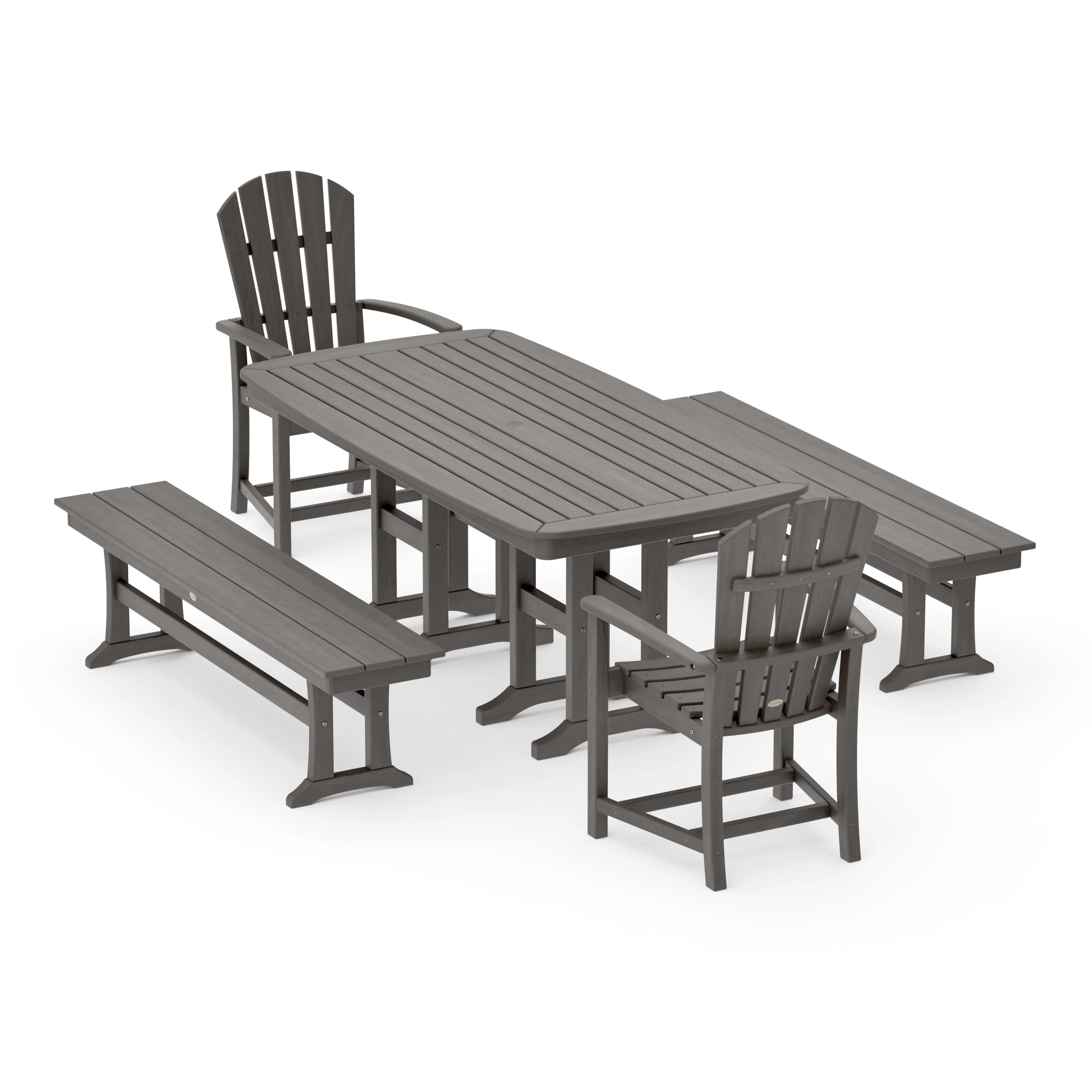 Palm Coast 5-Piece Dining Set with Benches - Image 10