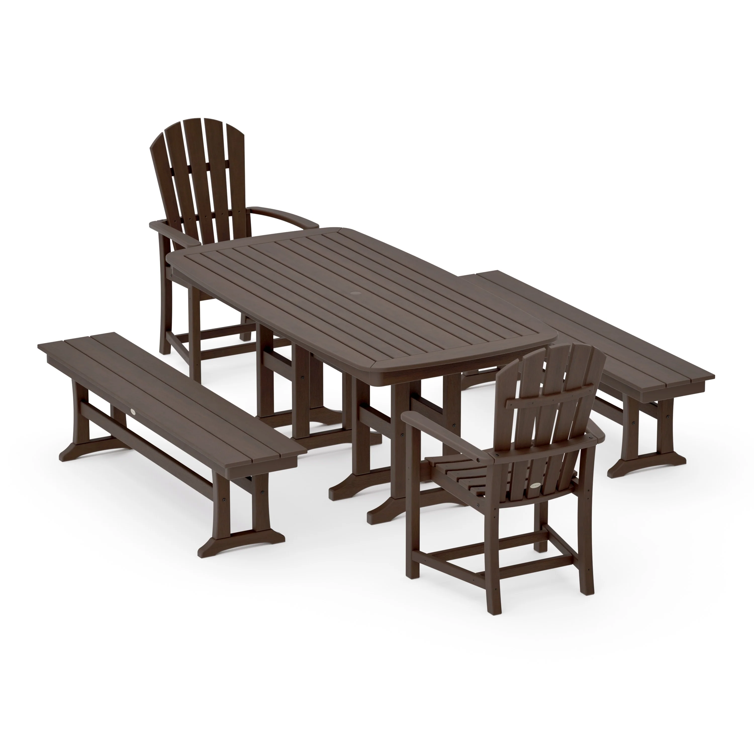 Palm Coast 5-Piece Dining Set with Benches - Image 11