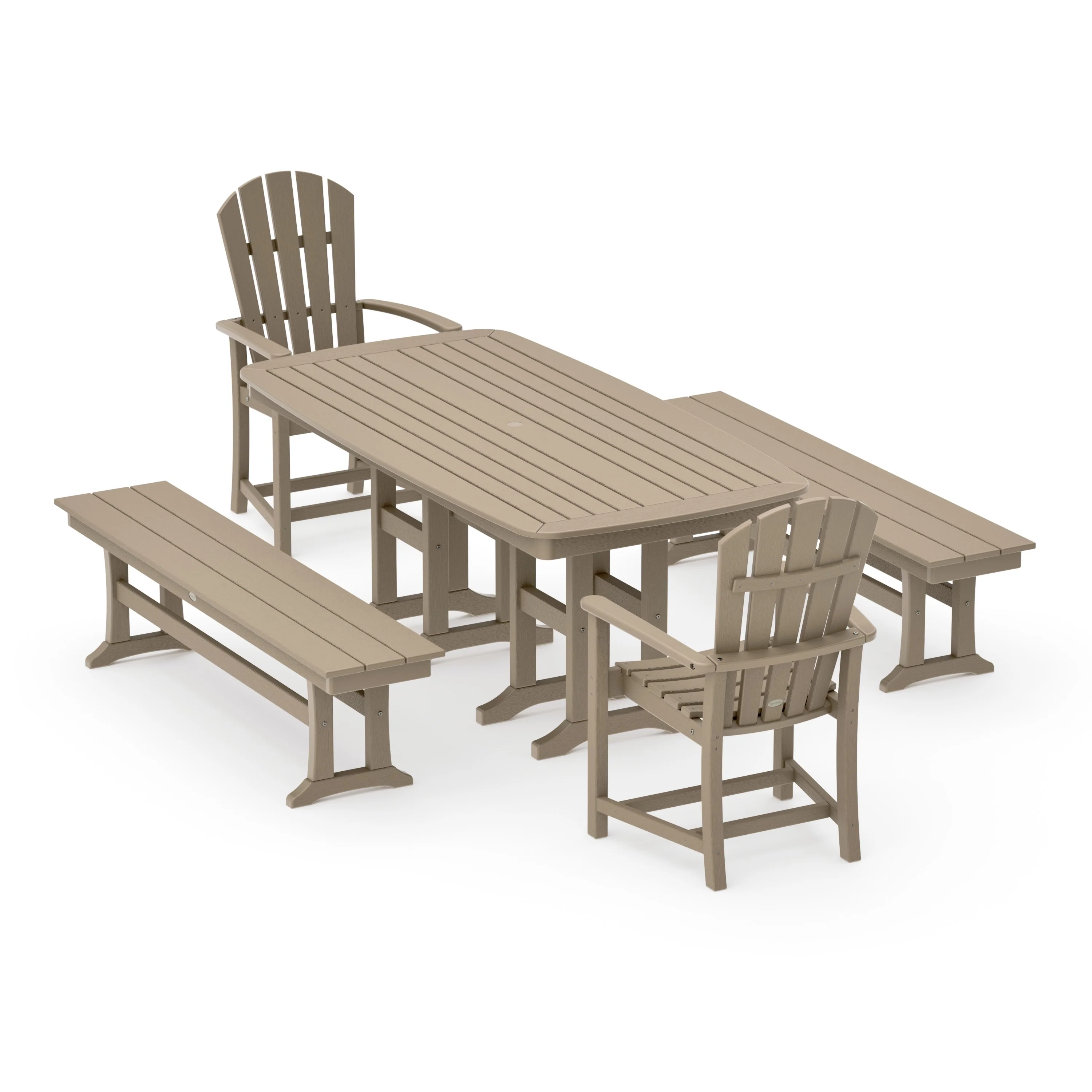 Palm Coast 5-Piece Dining Set with Benches - Image 14