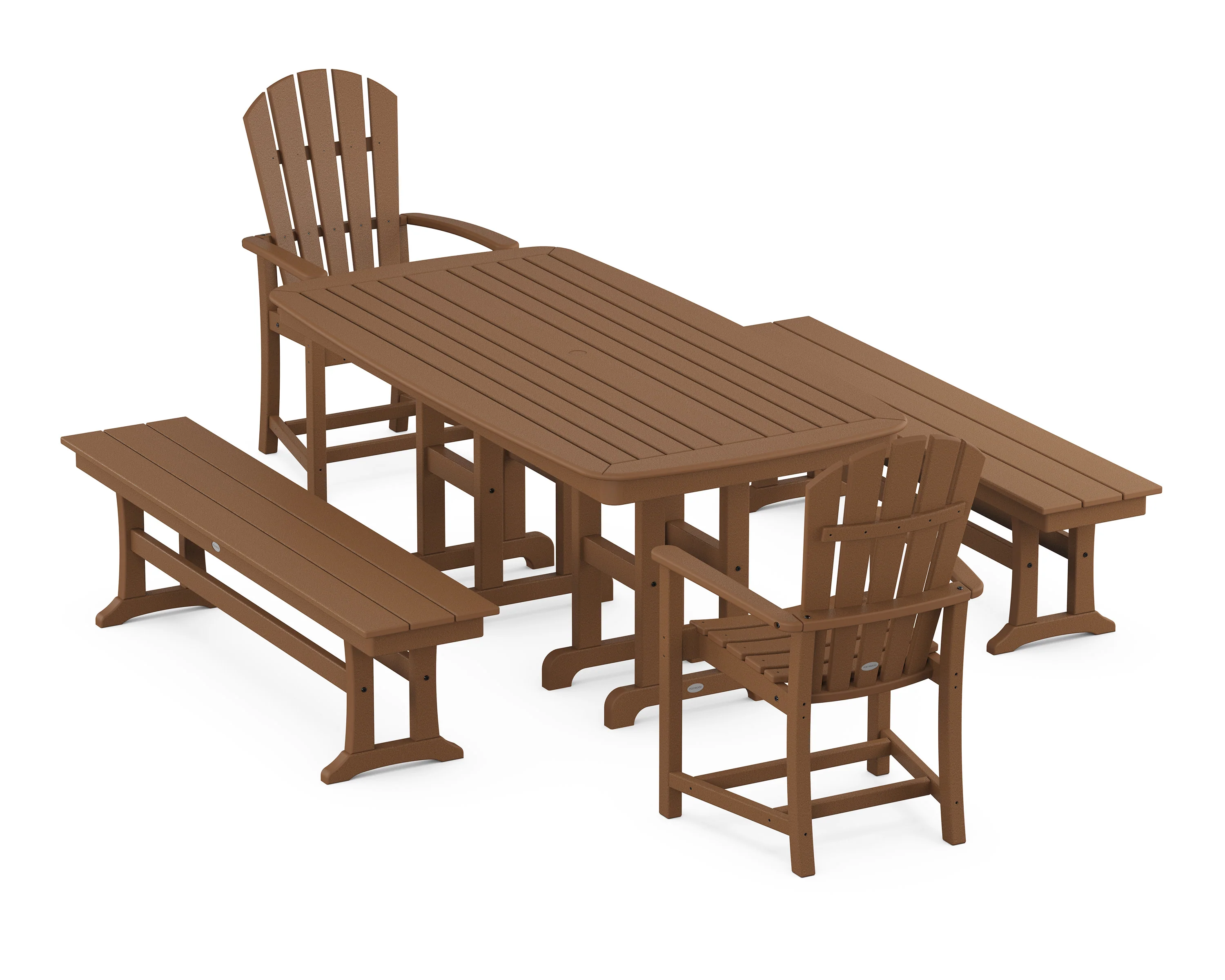 Palm Coast 5-Piece Dining Set with Benches - Image 4