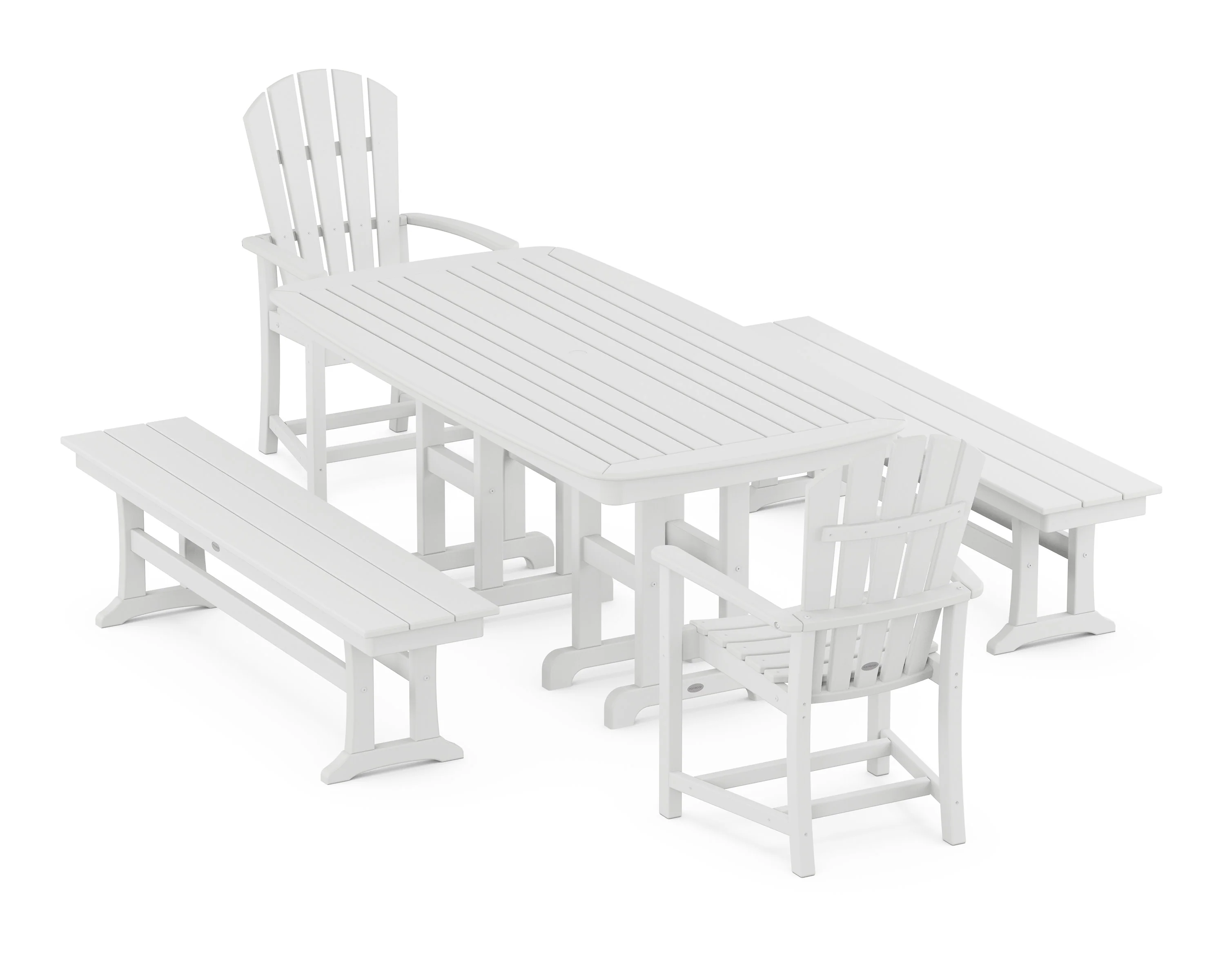 Palm Coast 5-Piece Dining Set with Benches - Image 5