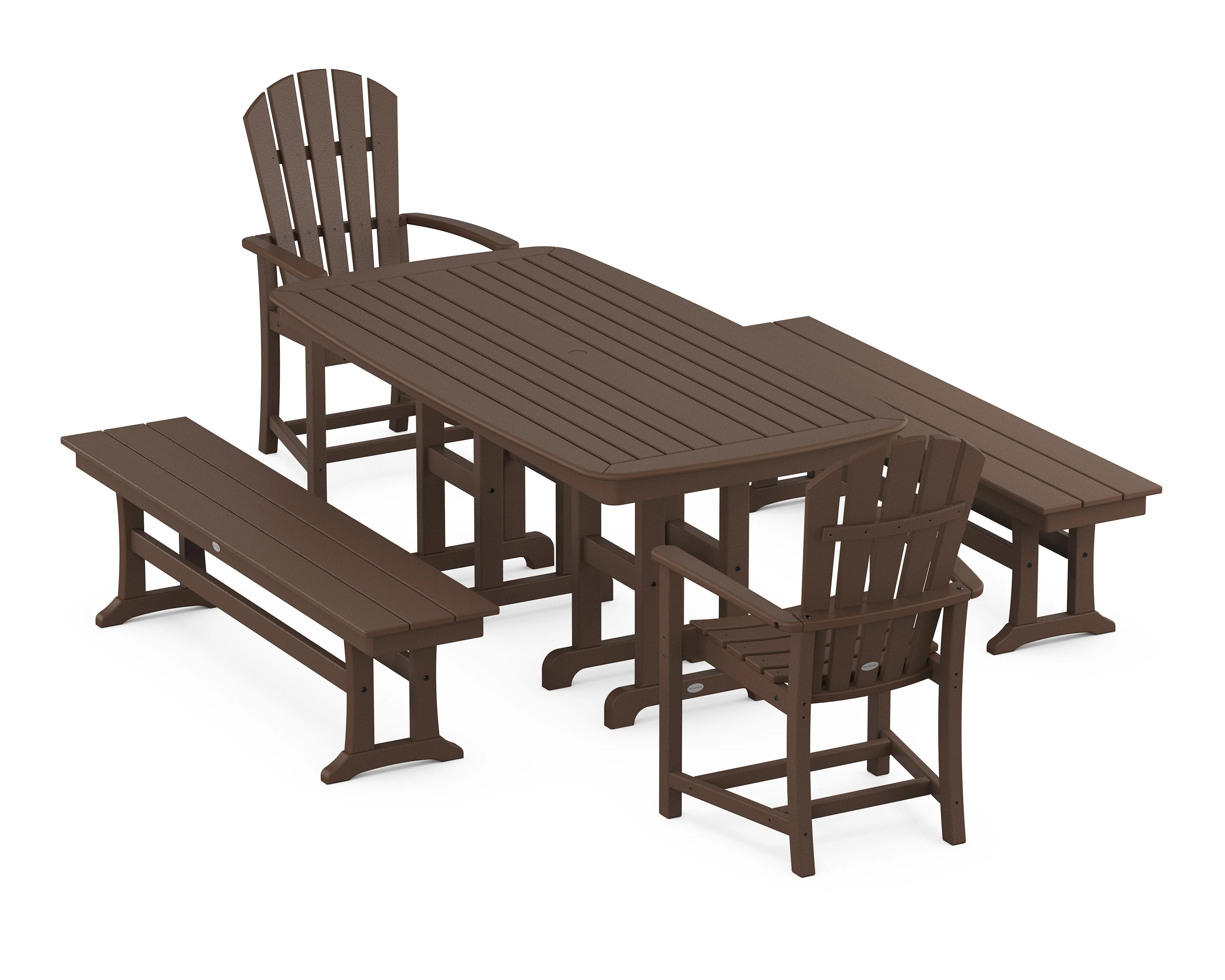 Palm Coast 5-Piece Dining Set with Benches - Image 6