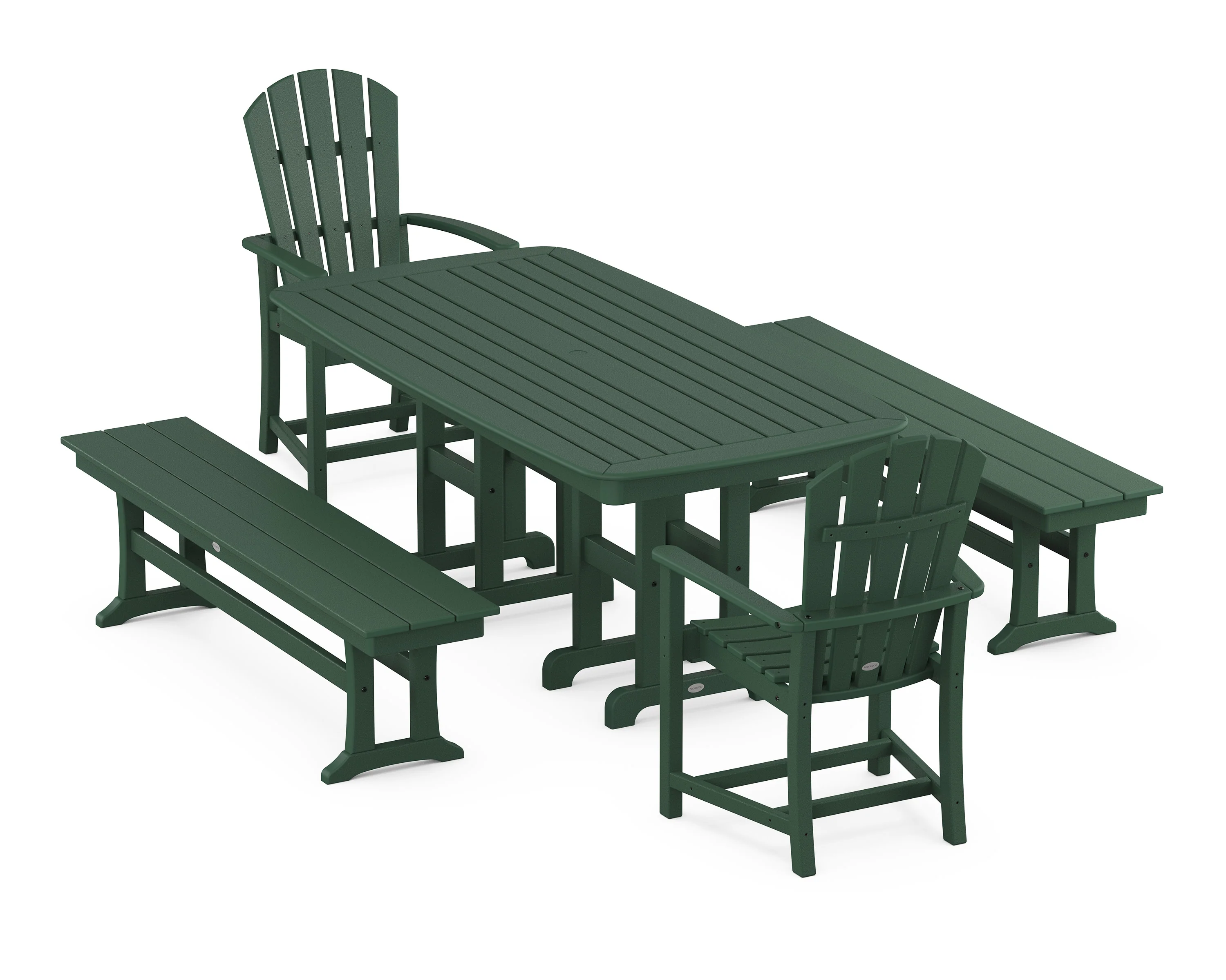 Palm Coast 5-Piece Dining Set with Benches - Image 8