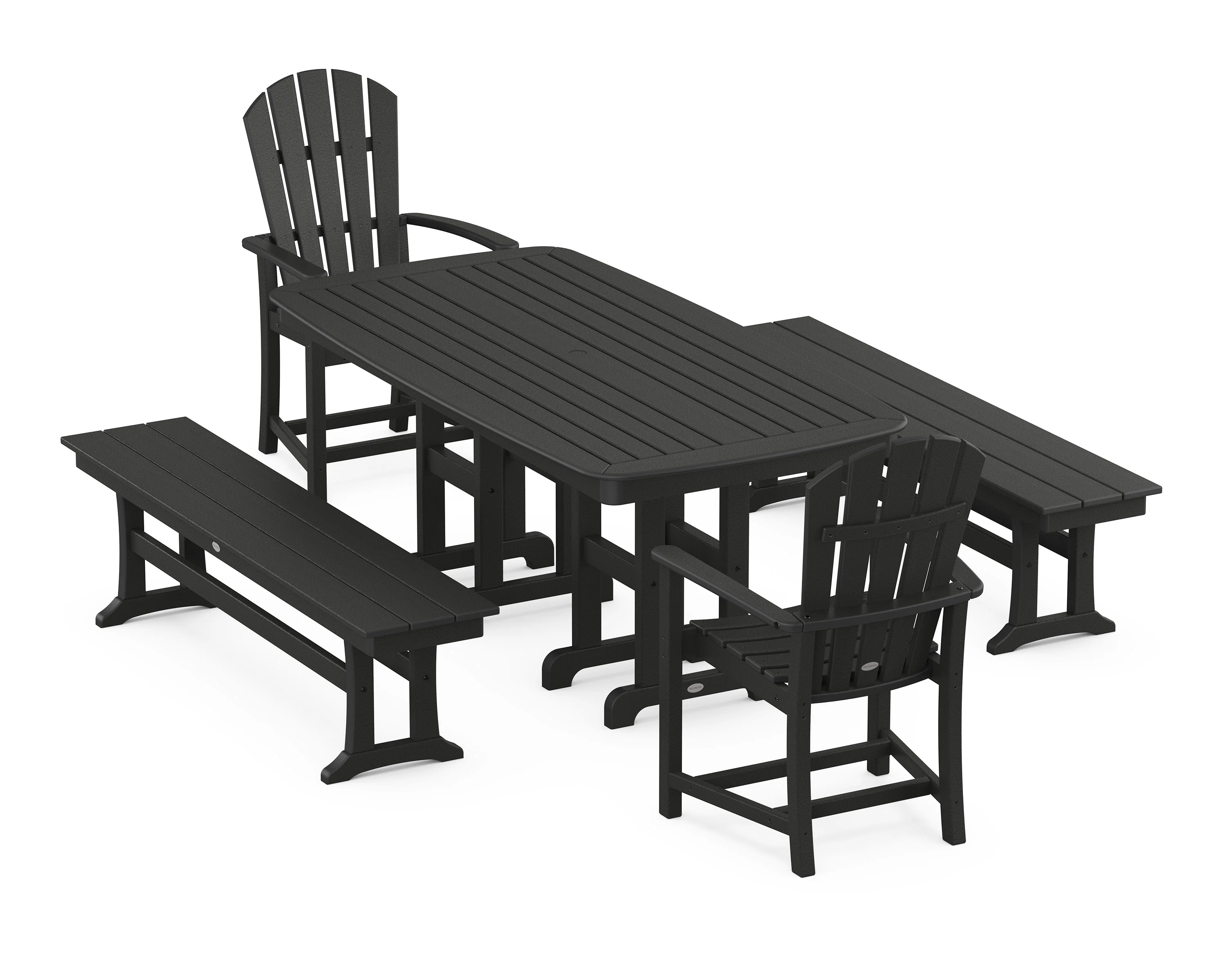 Palm Coast 5-Piece Dining Set with Benches - Image 9