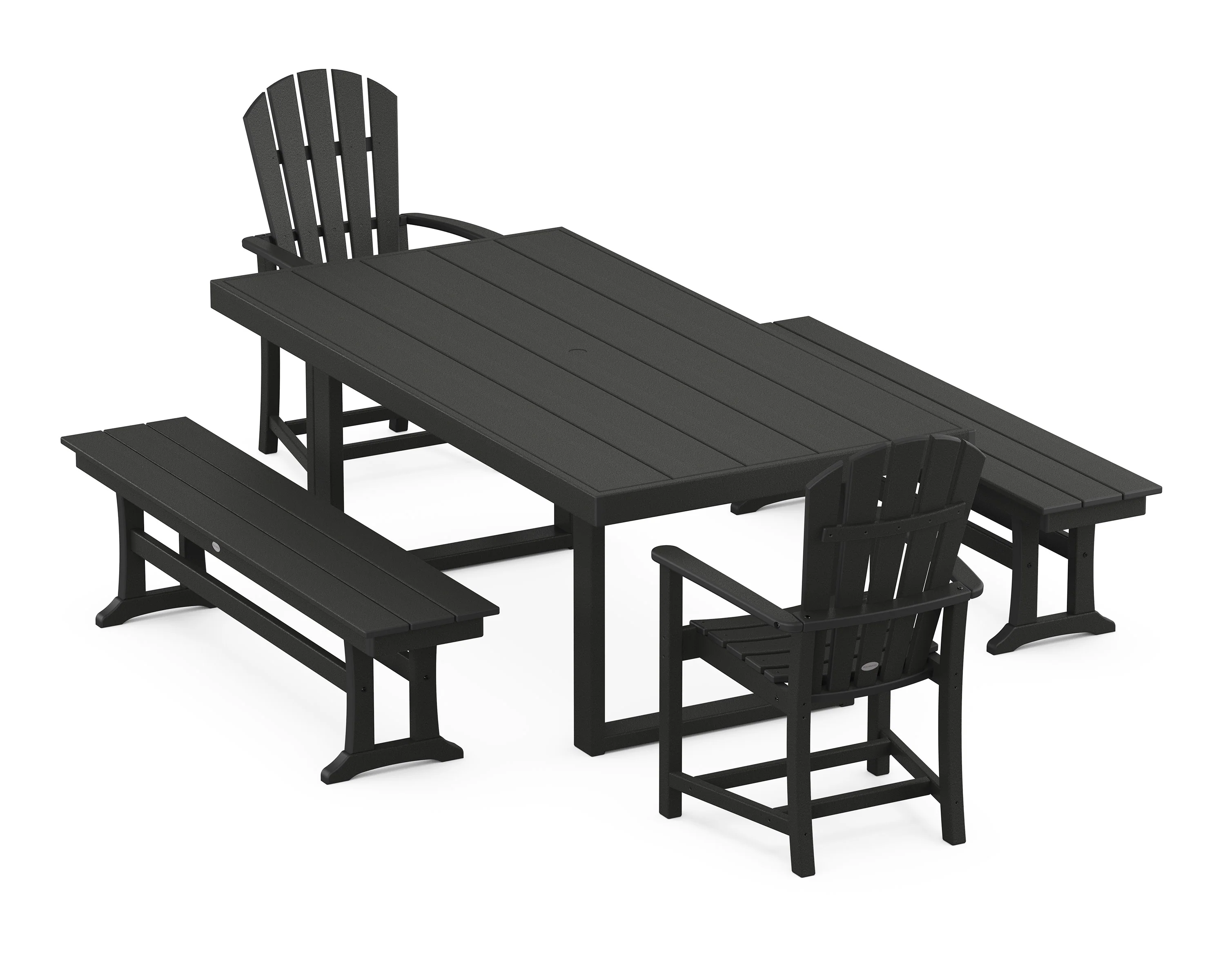 Palm Coast 5-Piece Dining Set with Benches - Image 4