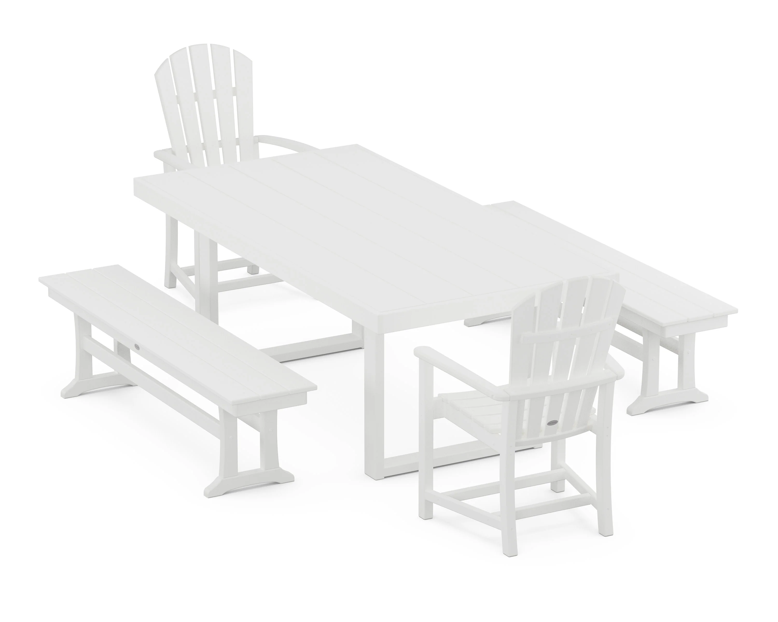 Palm Coast 5-Piece Dining Set with Benches - Image 7
