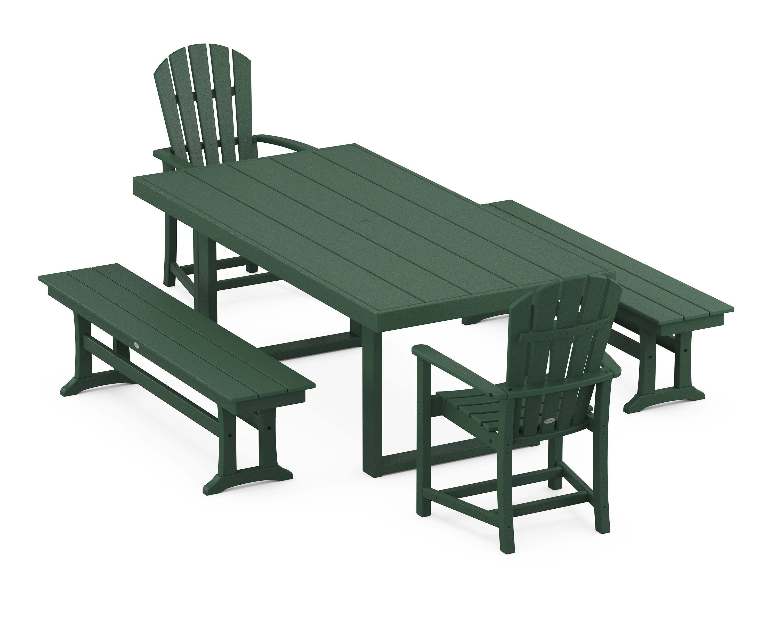Palm Coast 5-Piece Dining Set with Benches - Image 9