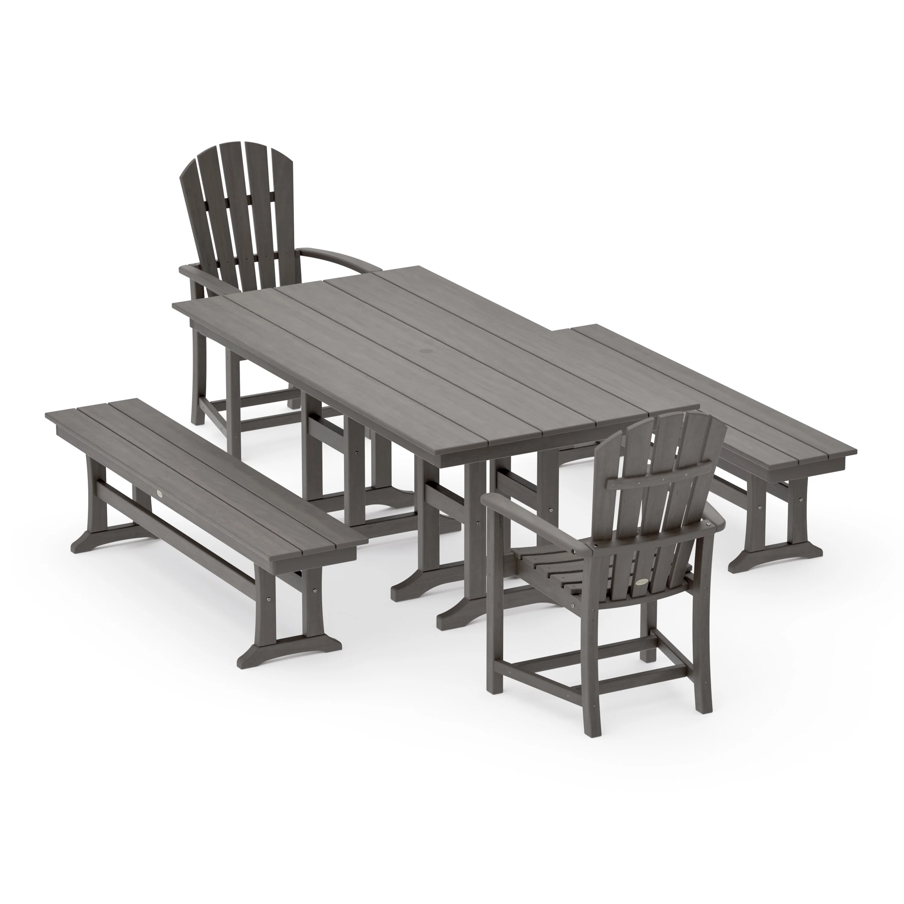Palm Coast 5-Piece Farmhouse Dining Set with Benches - Image 10