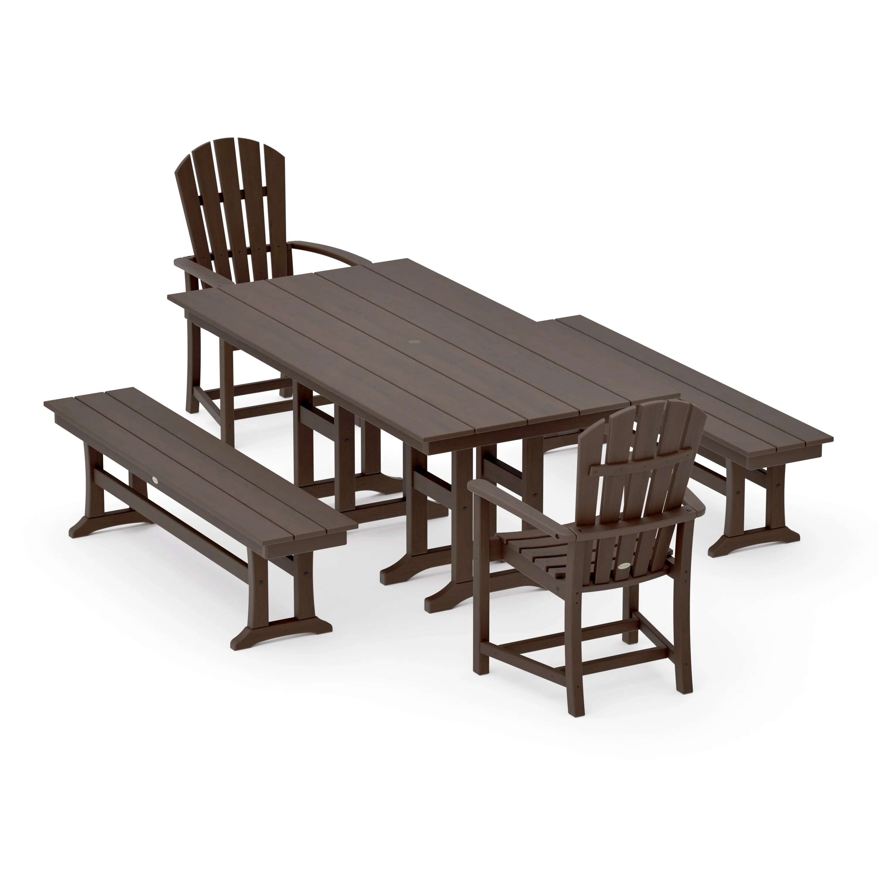 Palm Coast 5-Piece Farmhouse Dining Set with Benches - Image 11