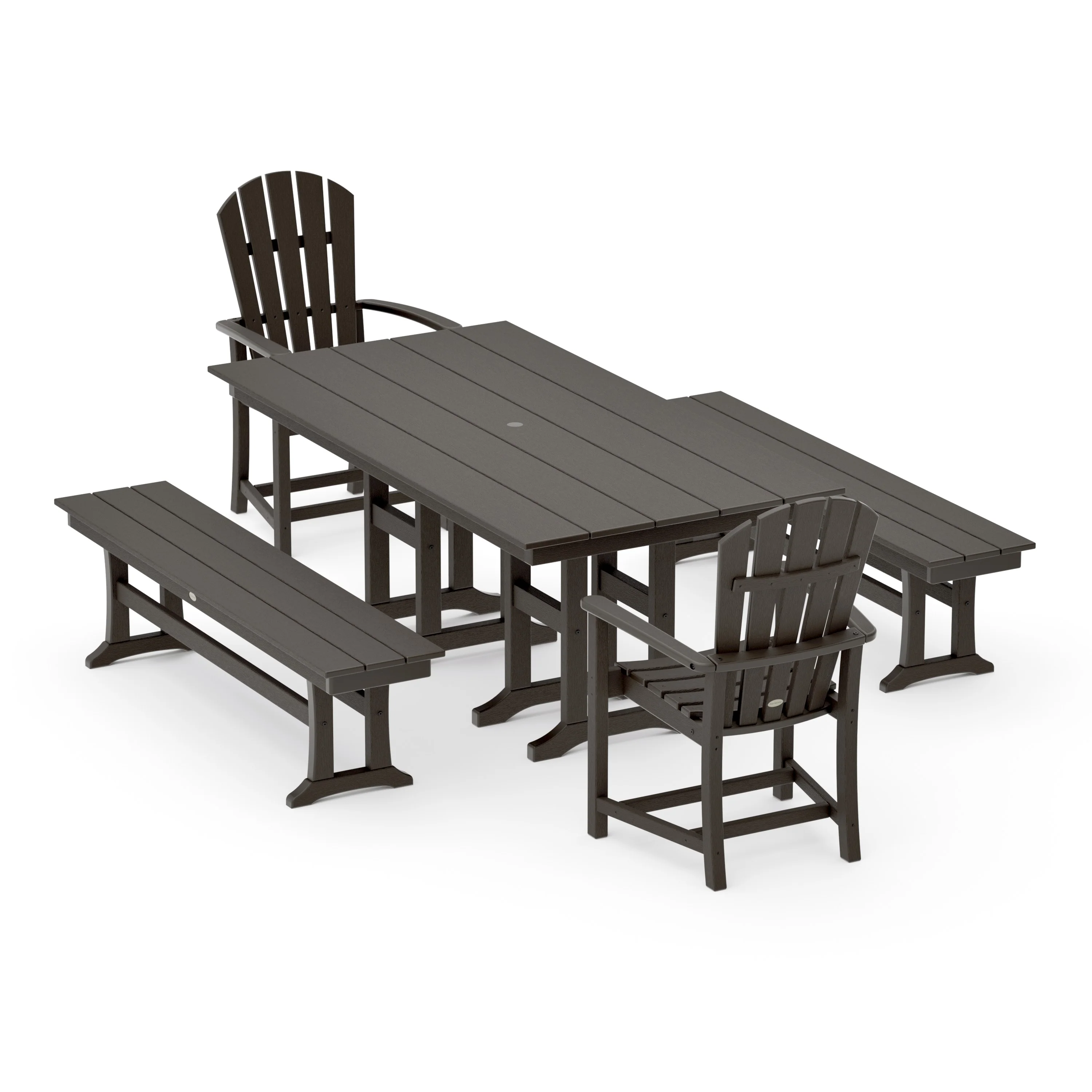 Palm Coast 5-Piece Farmhouse Dining Set with Benches - Image 13
