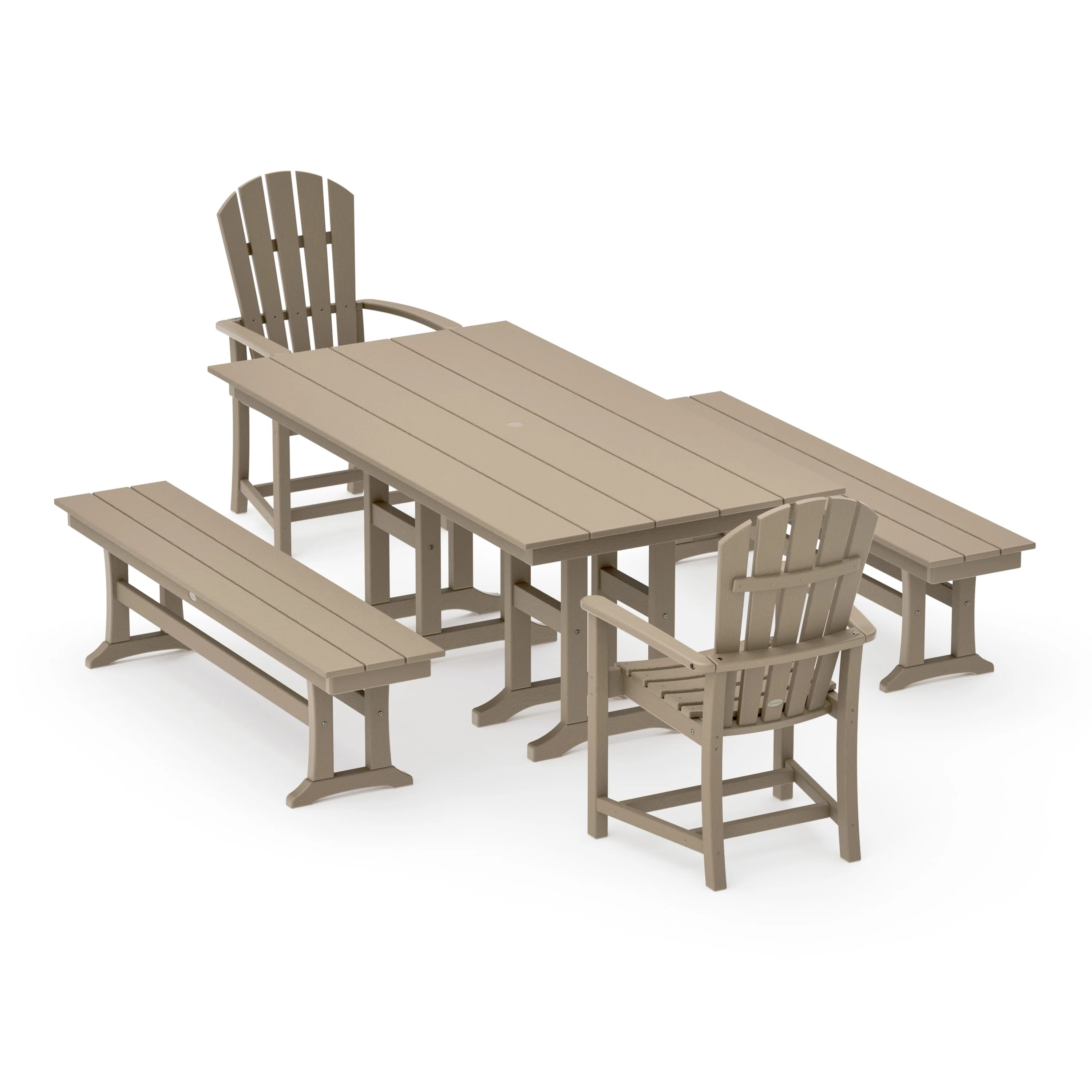 Palm Coast 5-Piece Farmhouse Dining Set with Benches - Image 14
