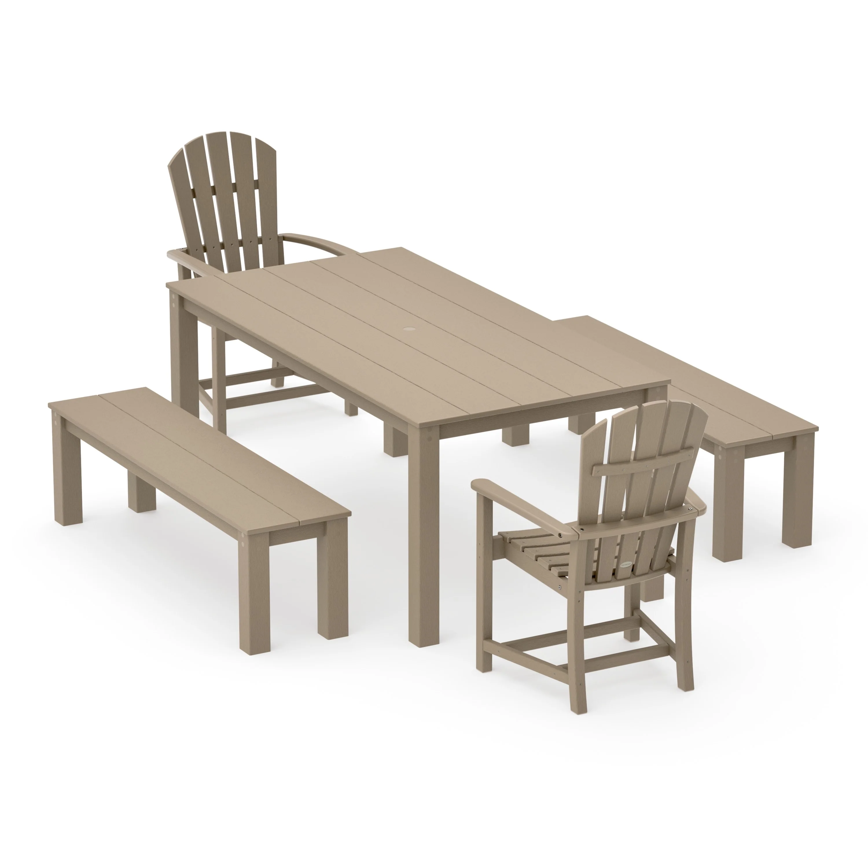 Palm Coast 5-Piece Parsons Dining Set with Benches - Image 14