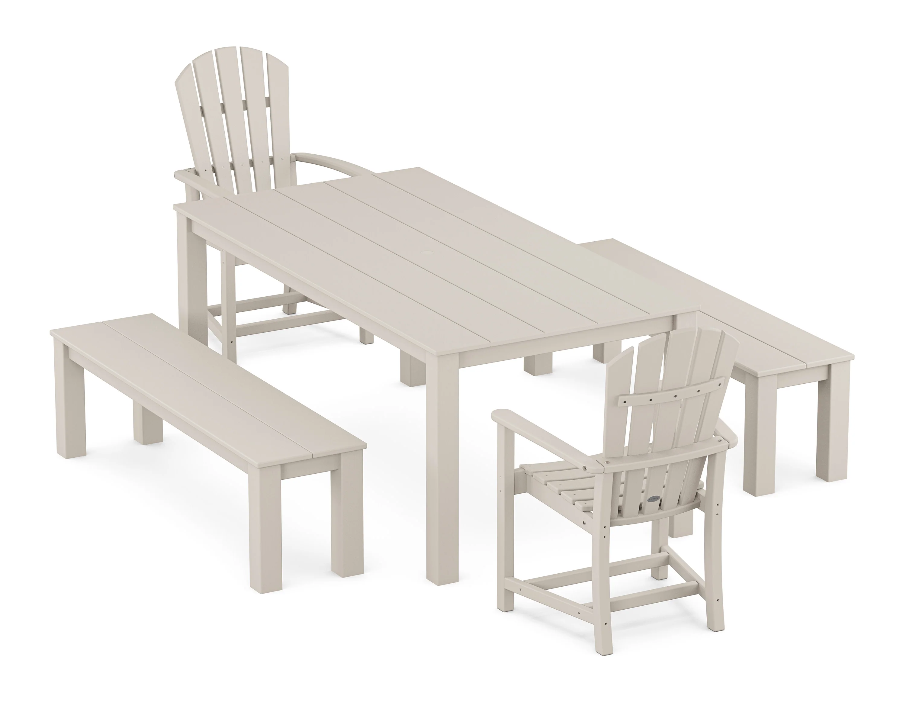 Palm Coast 5-Piece Parsons Dining Set with Benches - Image 4