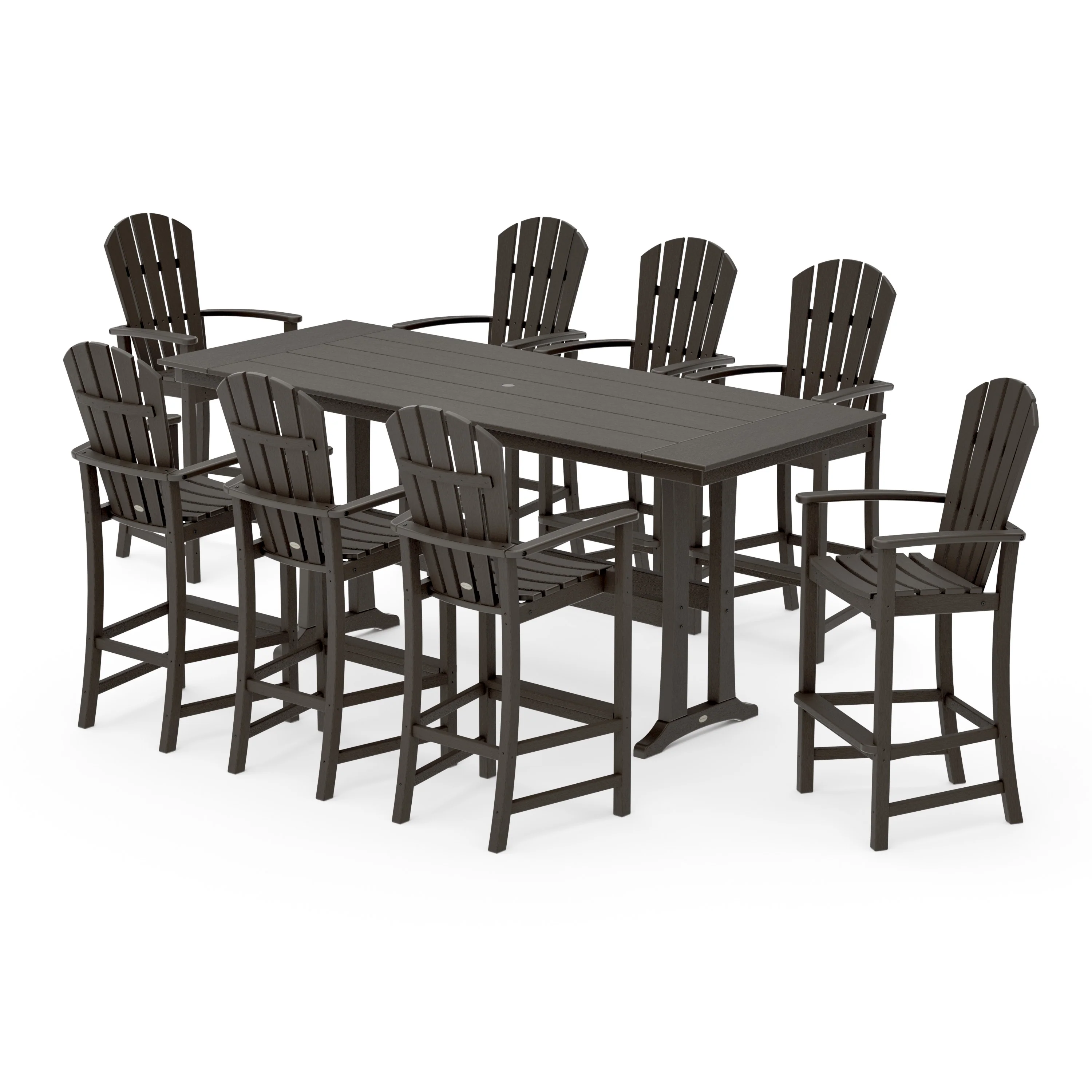 Palm Coast 9-Piece Farmhouse Bar Set with Trestle Legs - Image 13