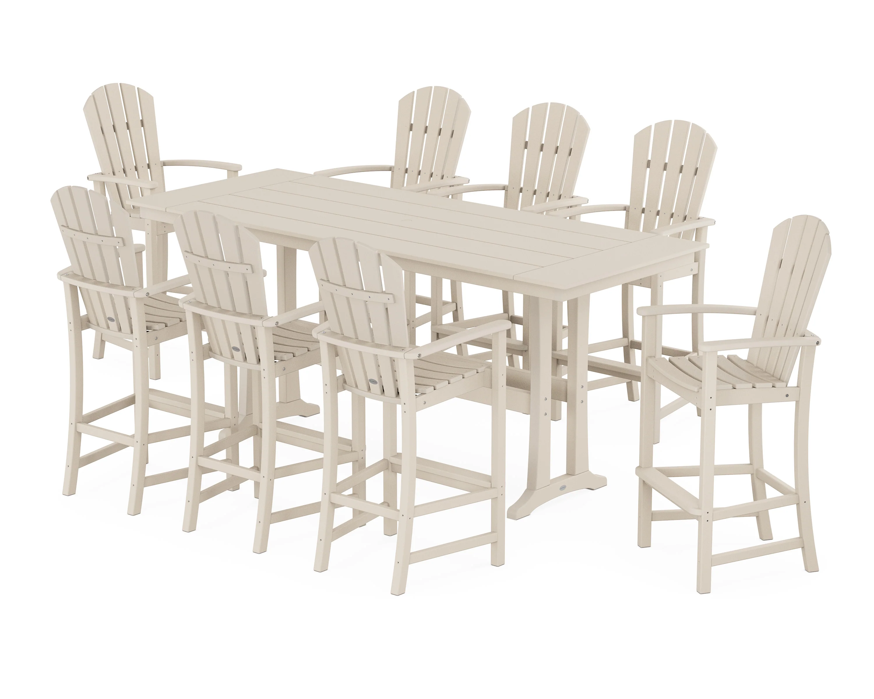 Palm Coast 9-Piece Farmhouse Bar Set with Trestle Legs - Image 4