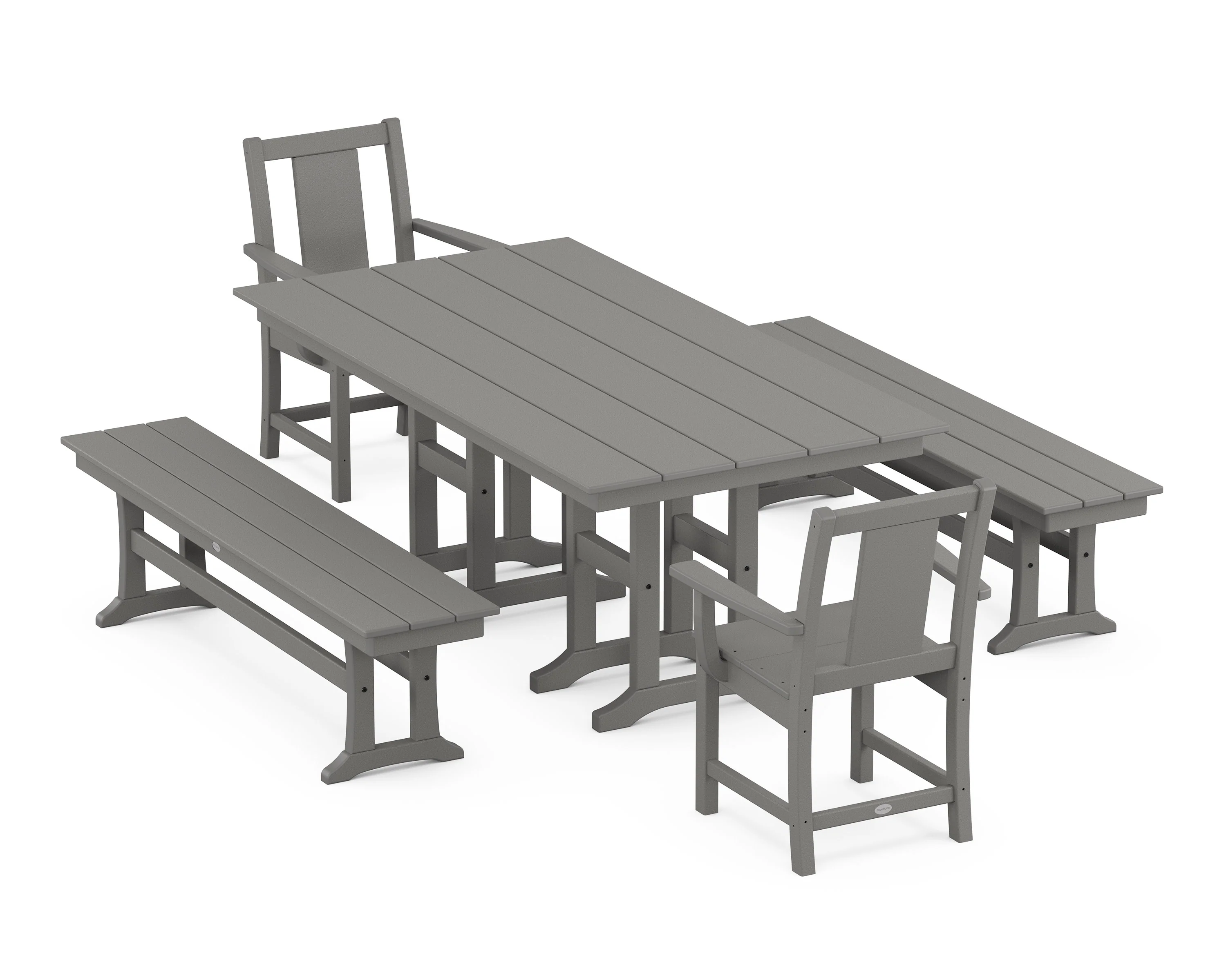 Prairie 5-Piece Farmhouse Dining Set with Benches
