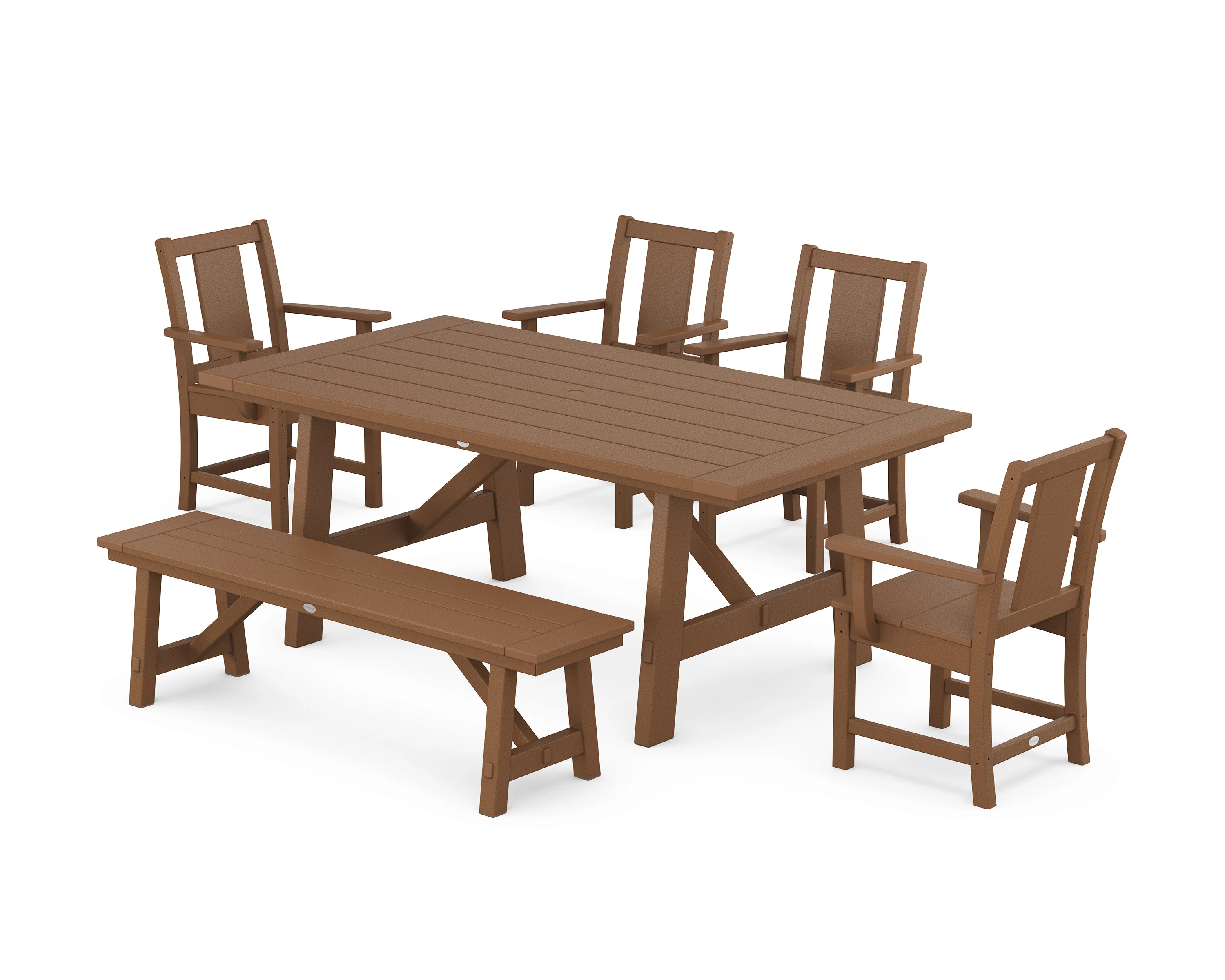 Prairie 6-Piece Rustic Farmhouse Dining Set with Bench - Image 9