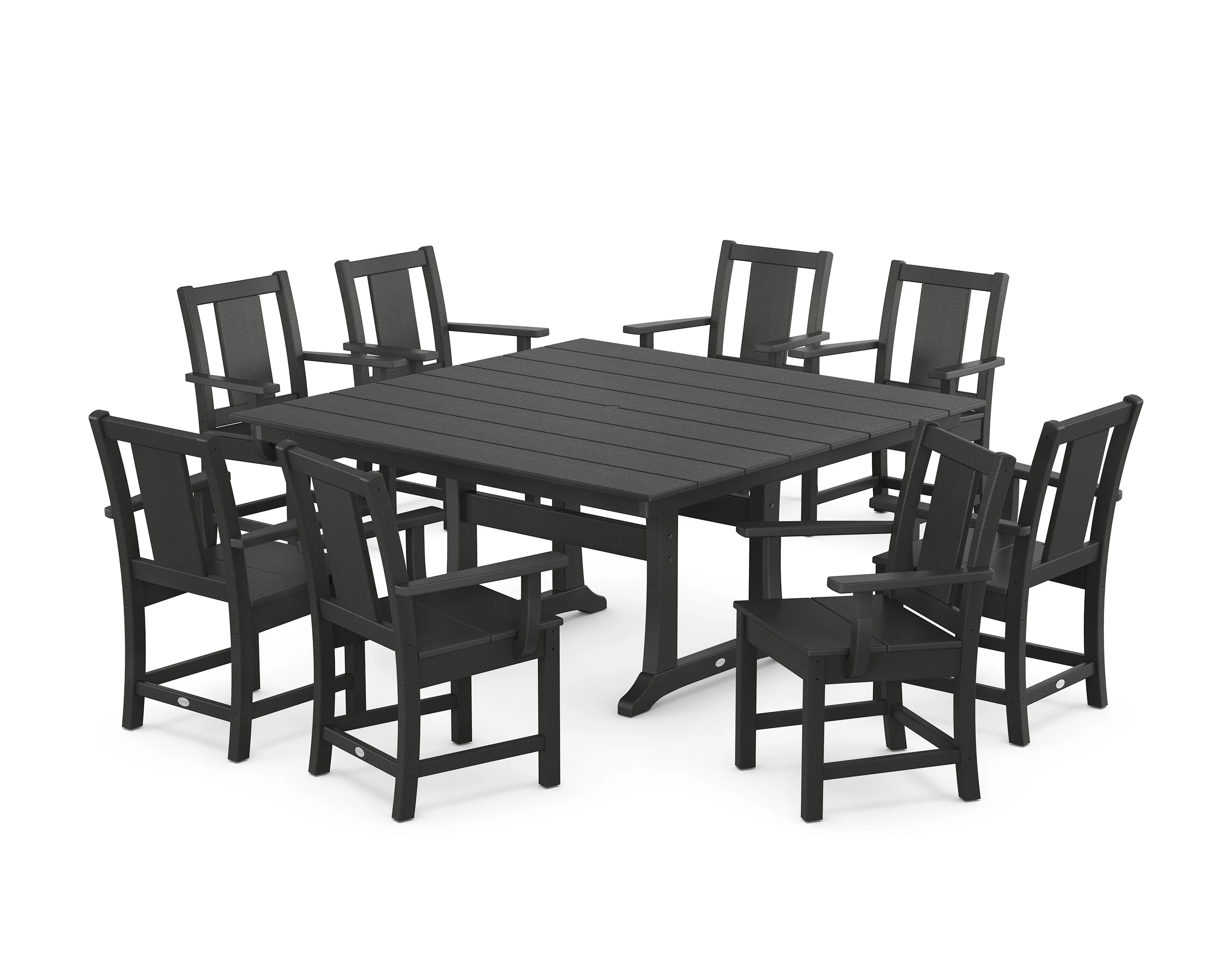 Prairie 9-Piece Square Farmhouse Dining Set with Trestle Legs - Image 5
