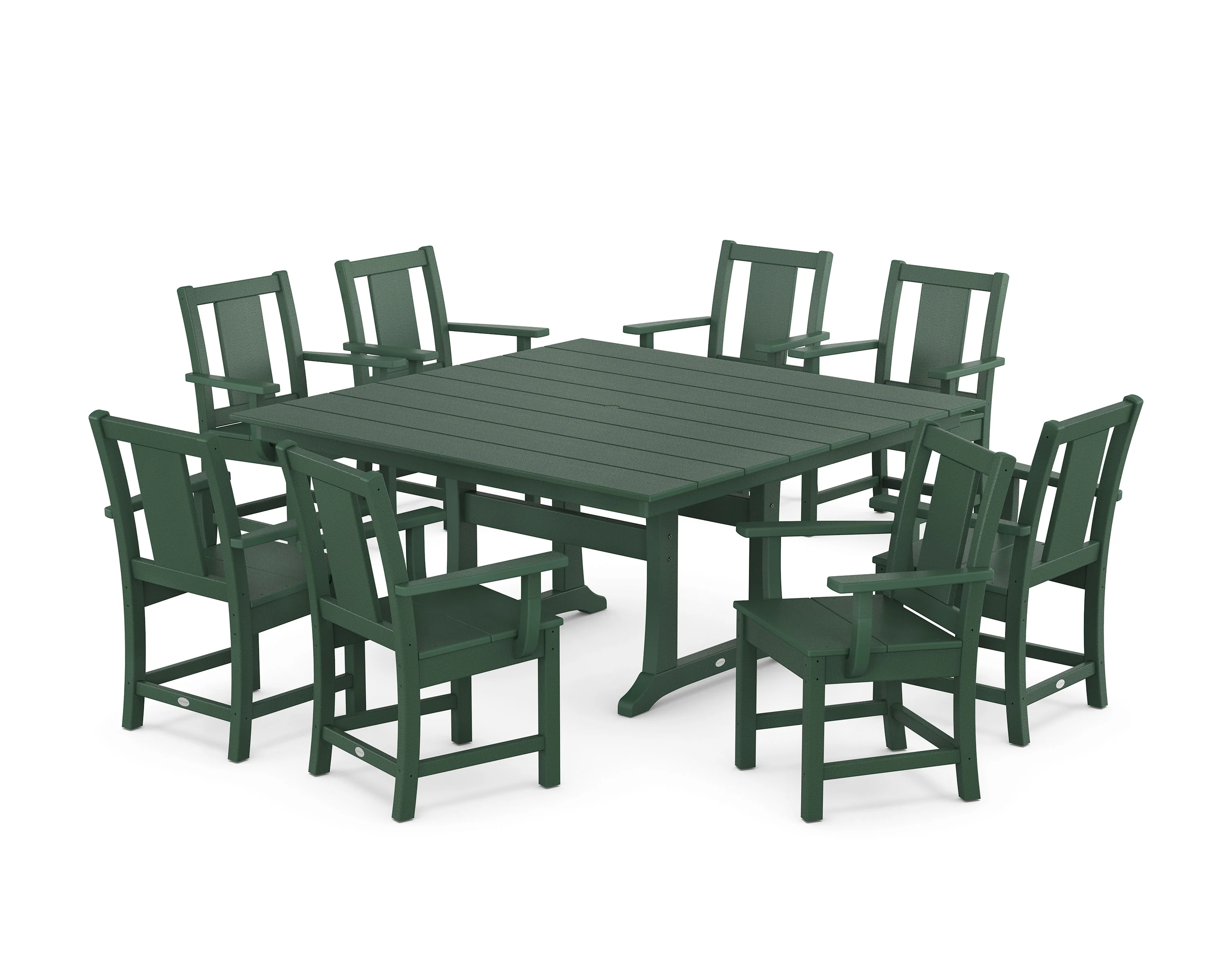 Prairie 9-Piece Square Farmhouse Dining Set with Trestle Legs - Image 6