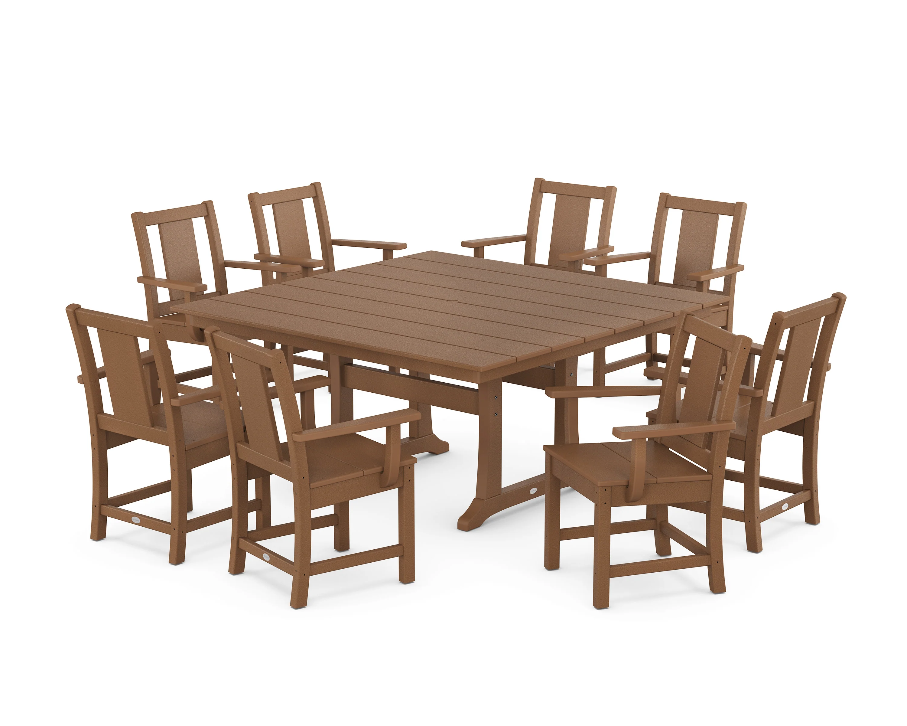 Prairie 9-Piece Square Farmhouse Dining Set with Trestle Legs - Image 7