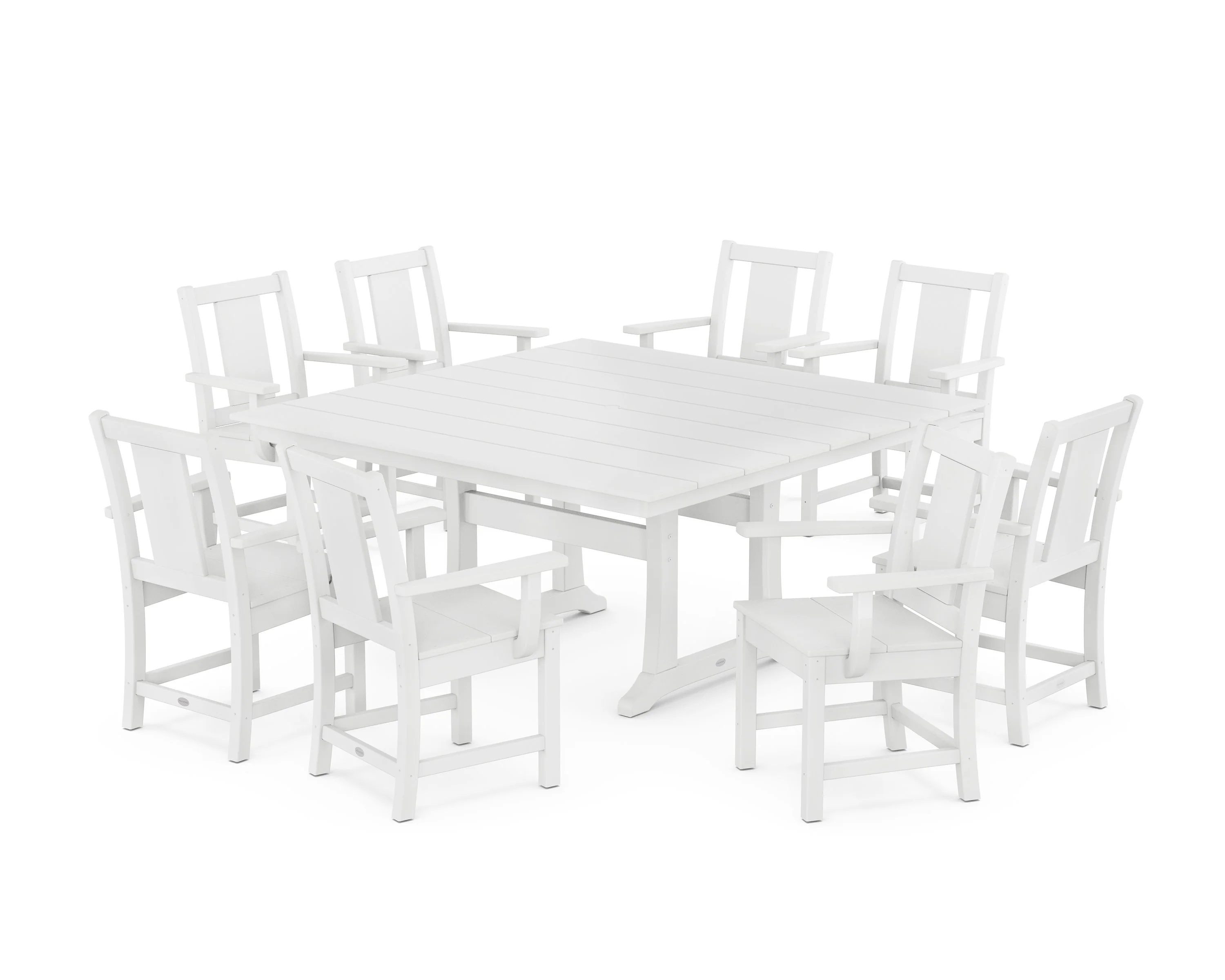Prairie 9-Piece Square Farmhouse Dining Set with Trestle Legs - Image 8
