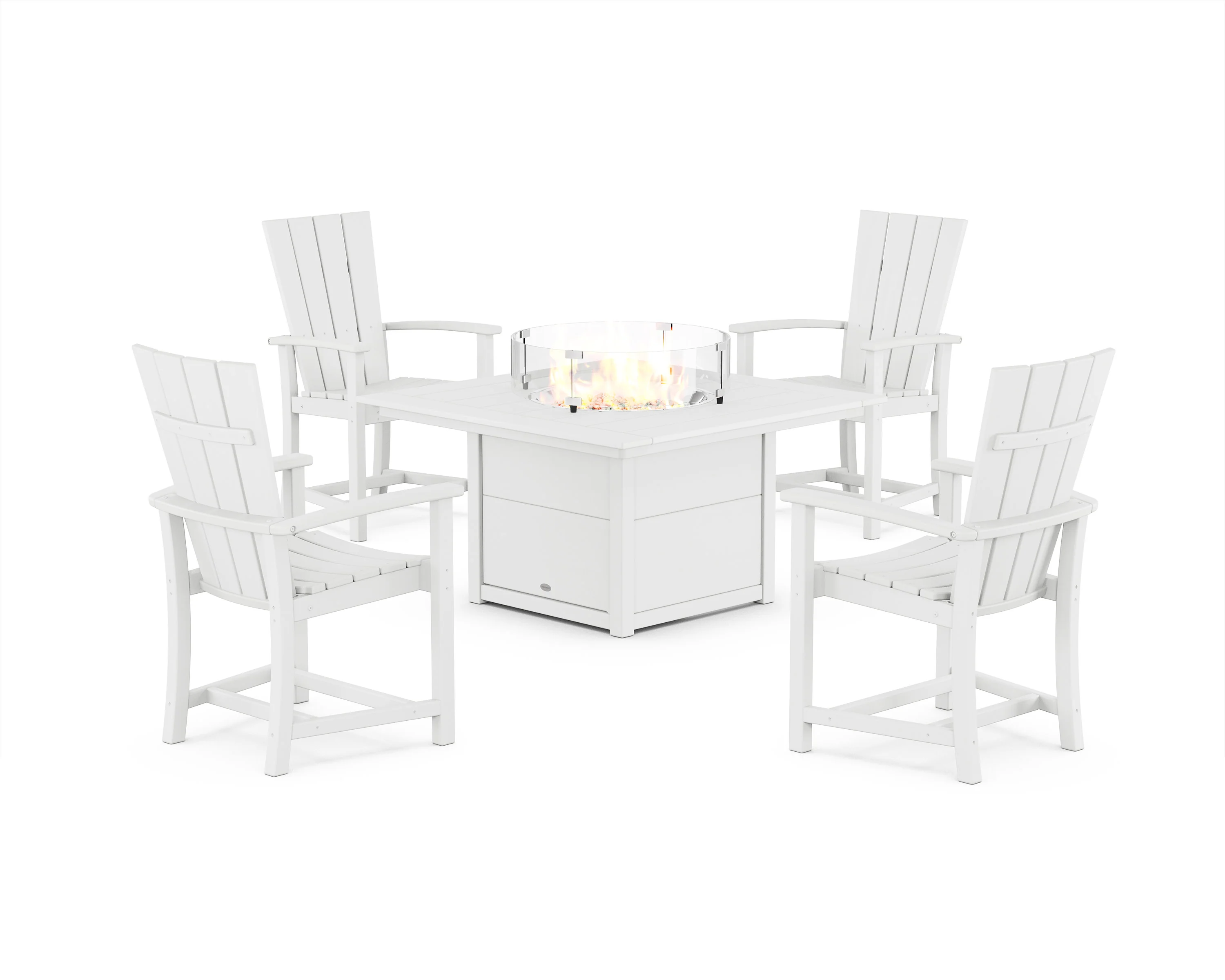 Quattro 4-Piece Upright Adirondack Conversation Set with Fire Pit Table - Image 2