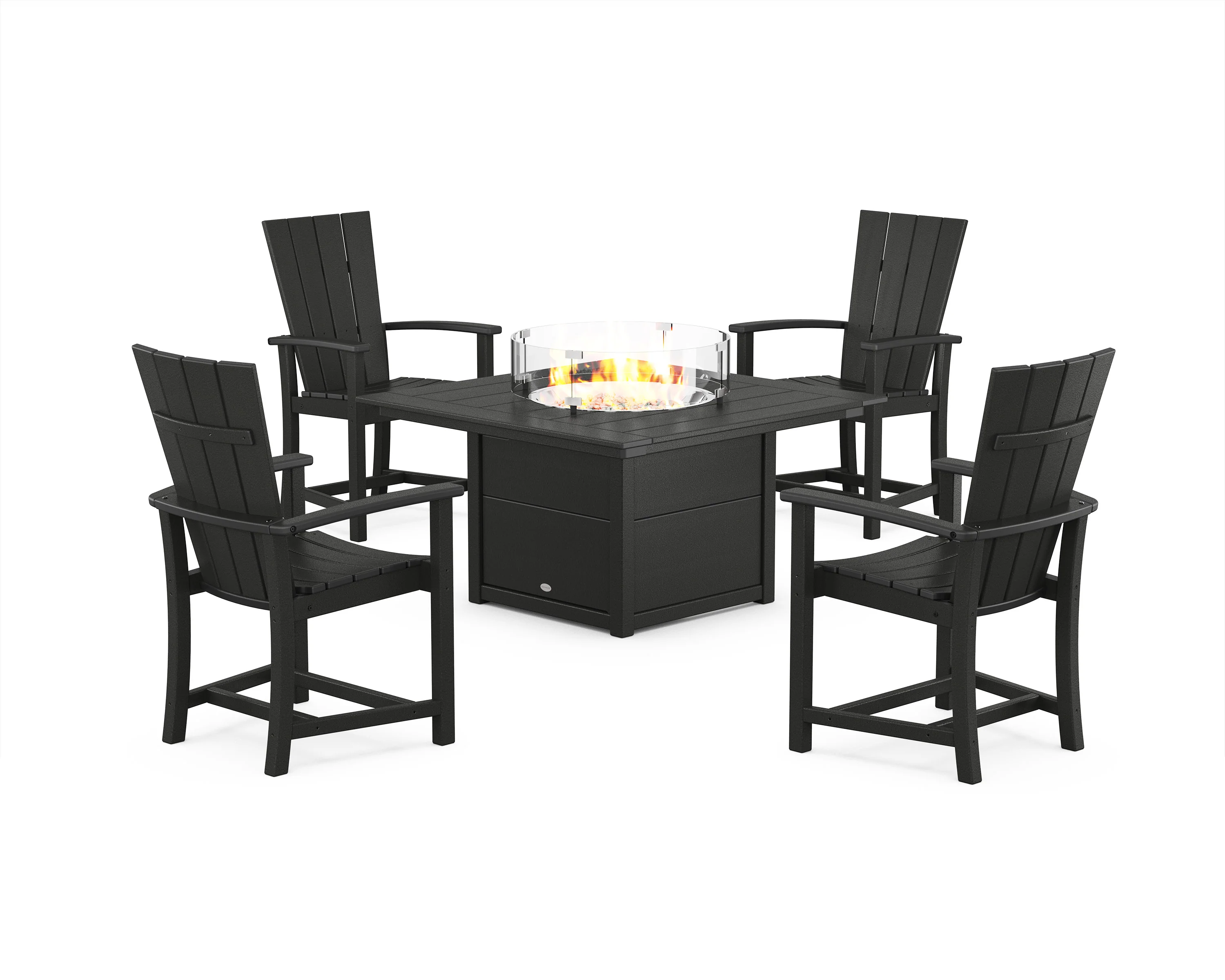 Quattro 4-Piece Upright Adirondack Conversation Set with Fire Pit Table - Image 3